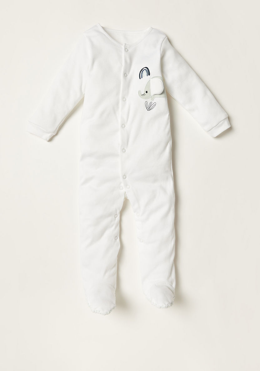 Juniors Printed Sleepsuit with Long Sleeves and Button Closure - Set of 3-Sleepsuits-image-4