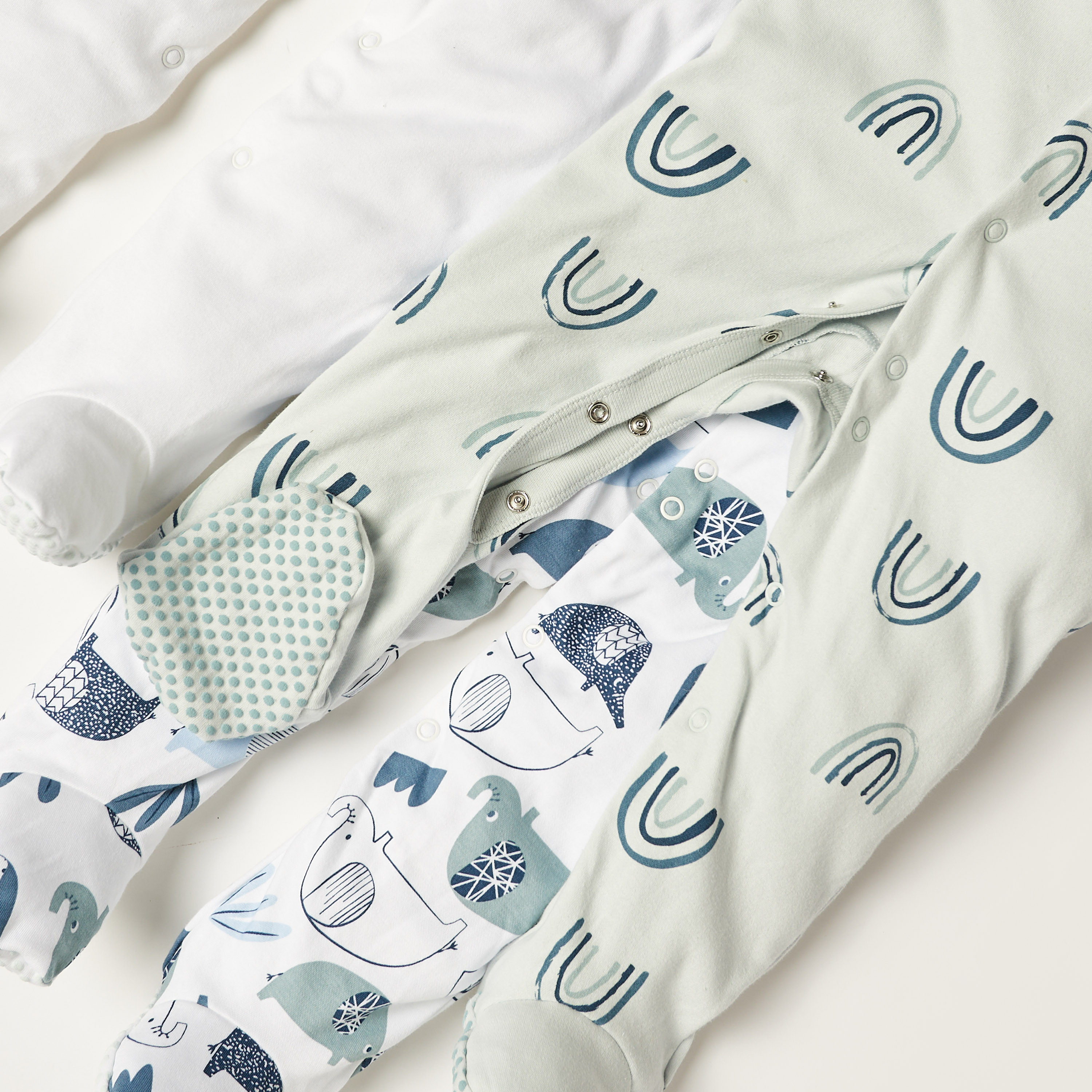 بدلات نوم بأكمام طويلة وطبعات وأزرار إغلاق من جونيورز - طقم من 3 قطع-baby-boys-clothing-nightwear-sleepsuits-image-6