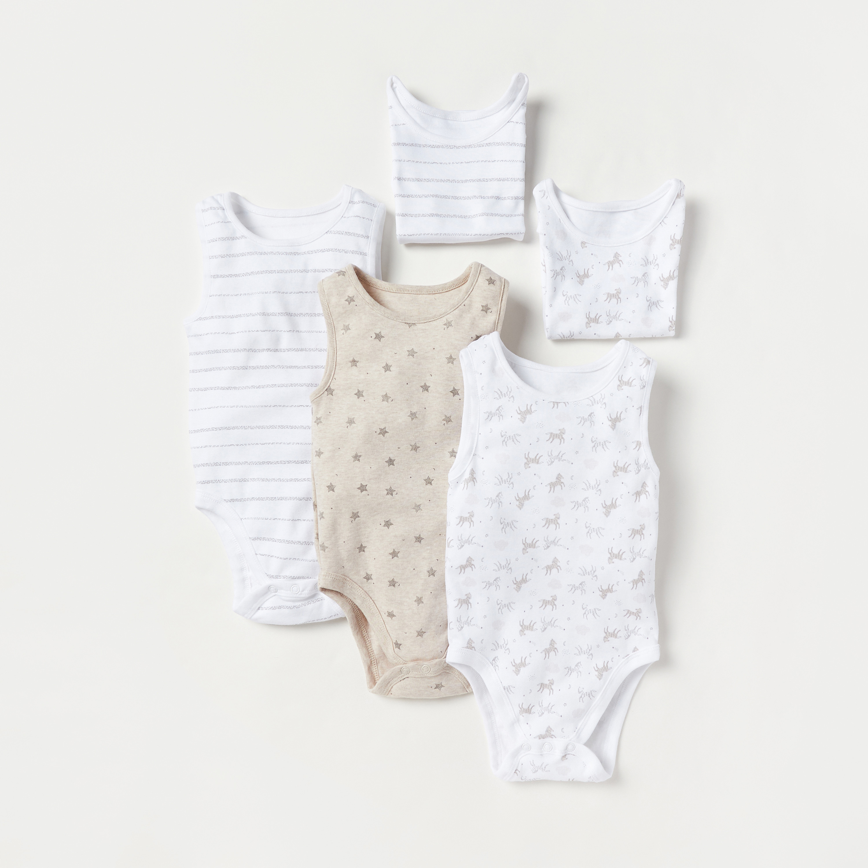 Juniors Printed Sleeveless Bodysuit - Set of 5-baby-boys-clothing-bodysuits-image-1