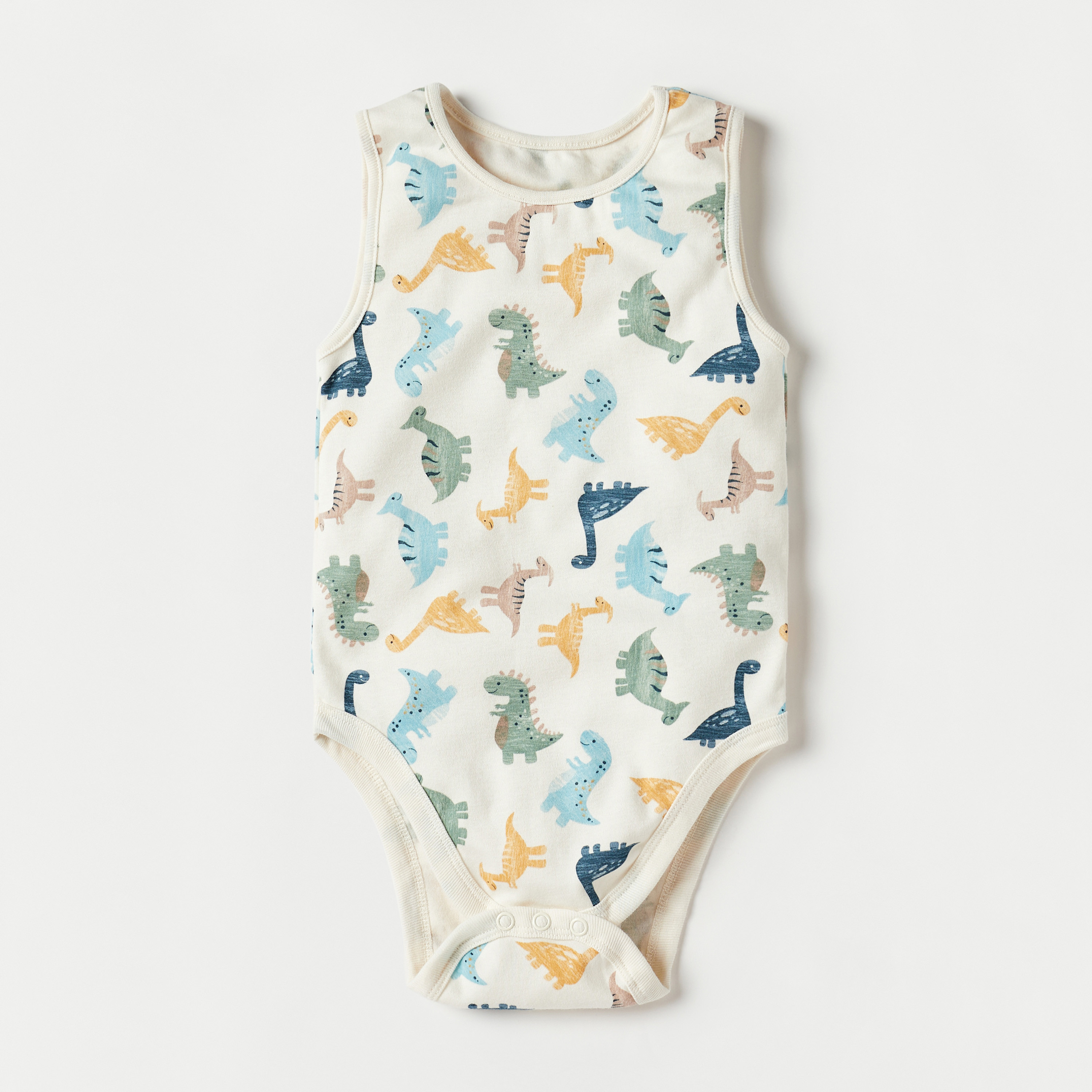 Juniors Dinosaur Print Sleeveless Cotton Bodysuit - Set of 5-baby-boys-clothing-multipacks-image-2