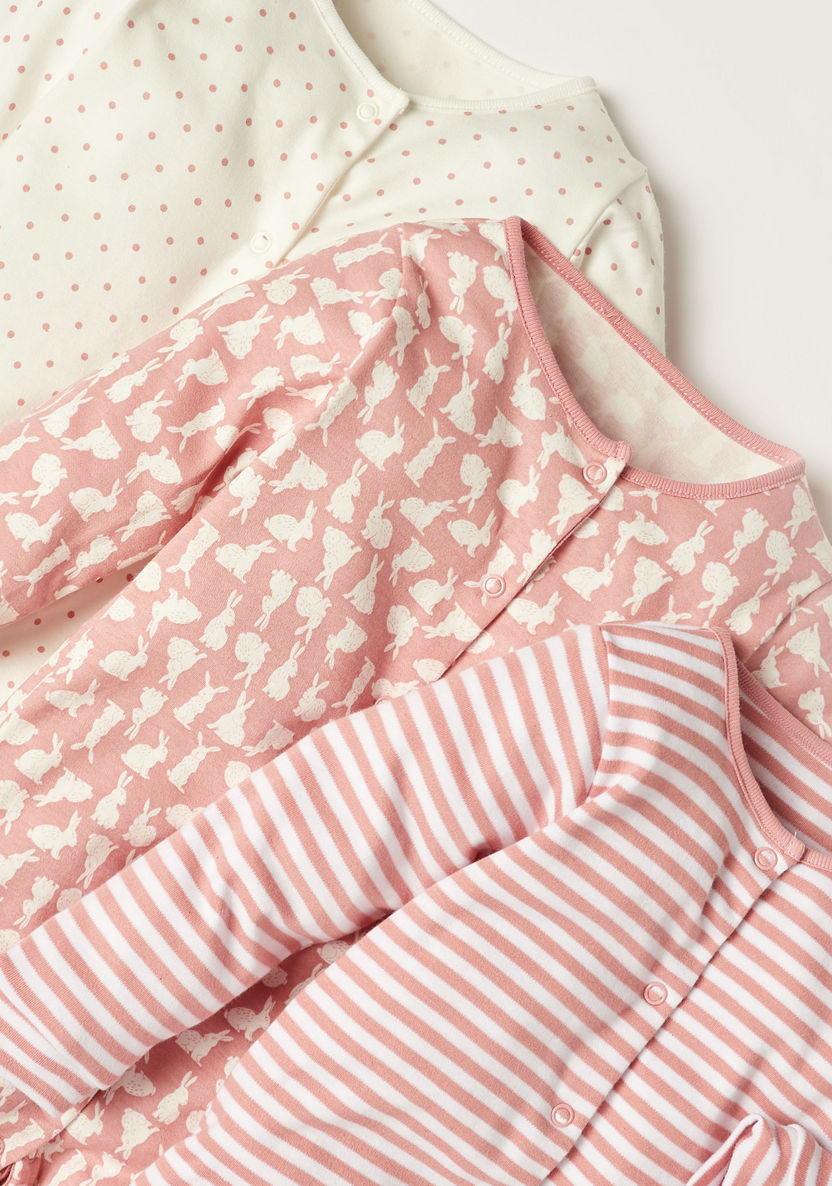 Juniors Printed Sleepsuit with Long Sleeves - Set of 3-Sleepsuits-image-1