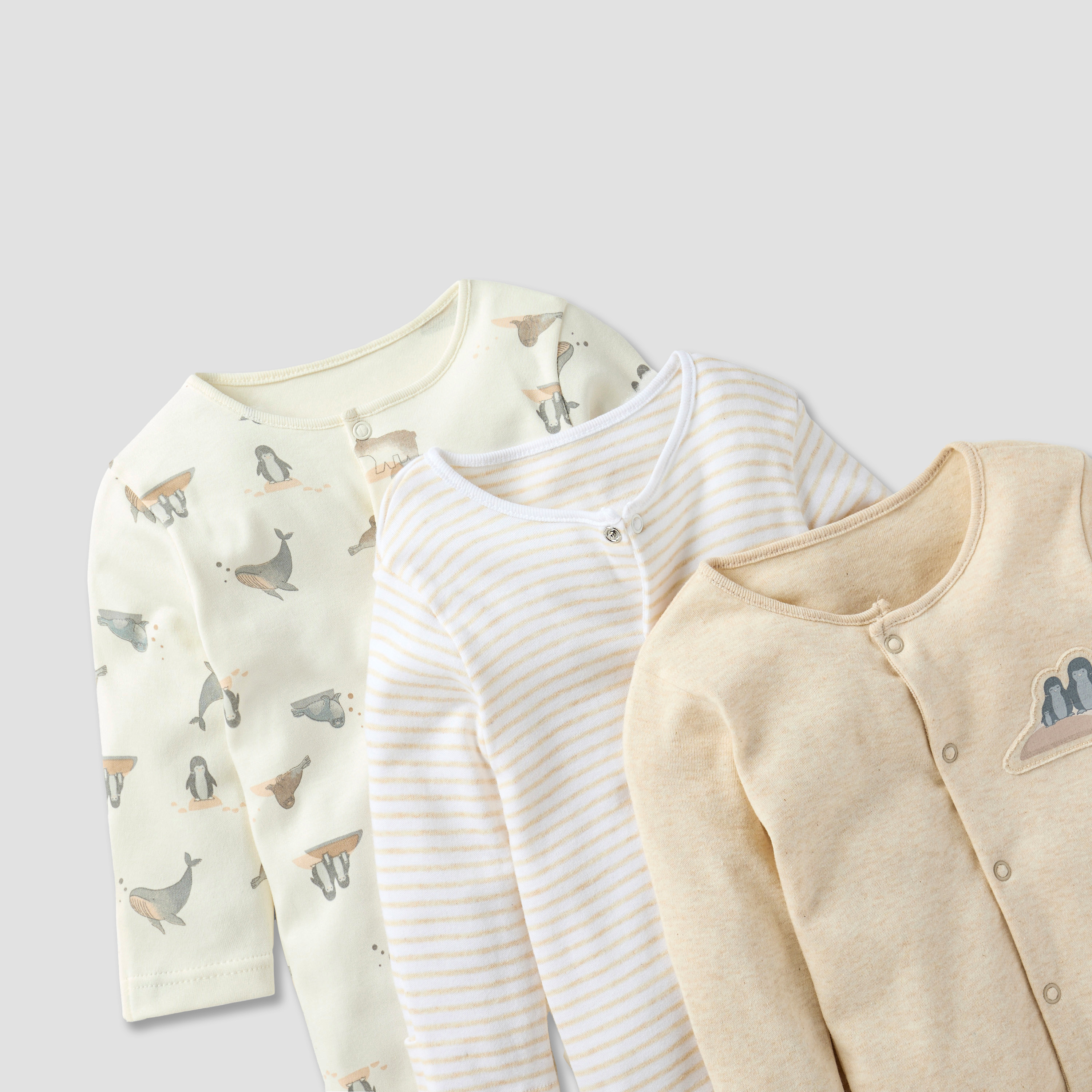 Juniors Printed Sleepsuit with Long Sleeves and Snap Button Closure - Set of 3-baby-boys-clothing-nightwear-sleepsuits-image-5