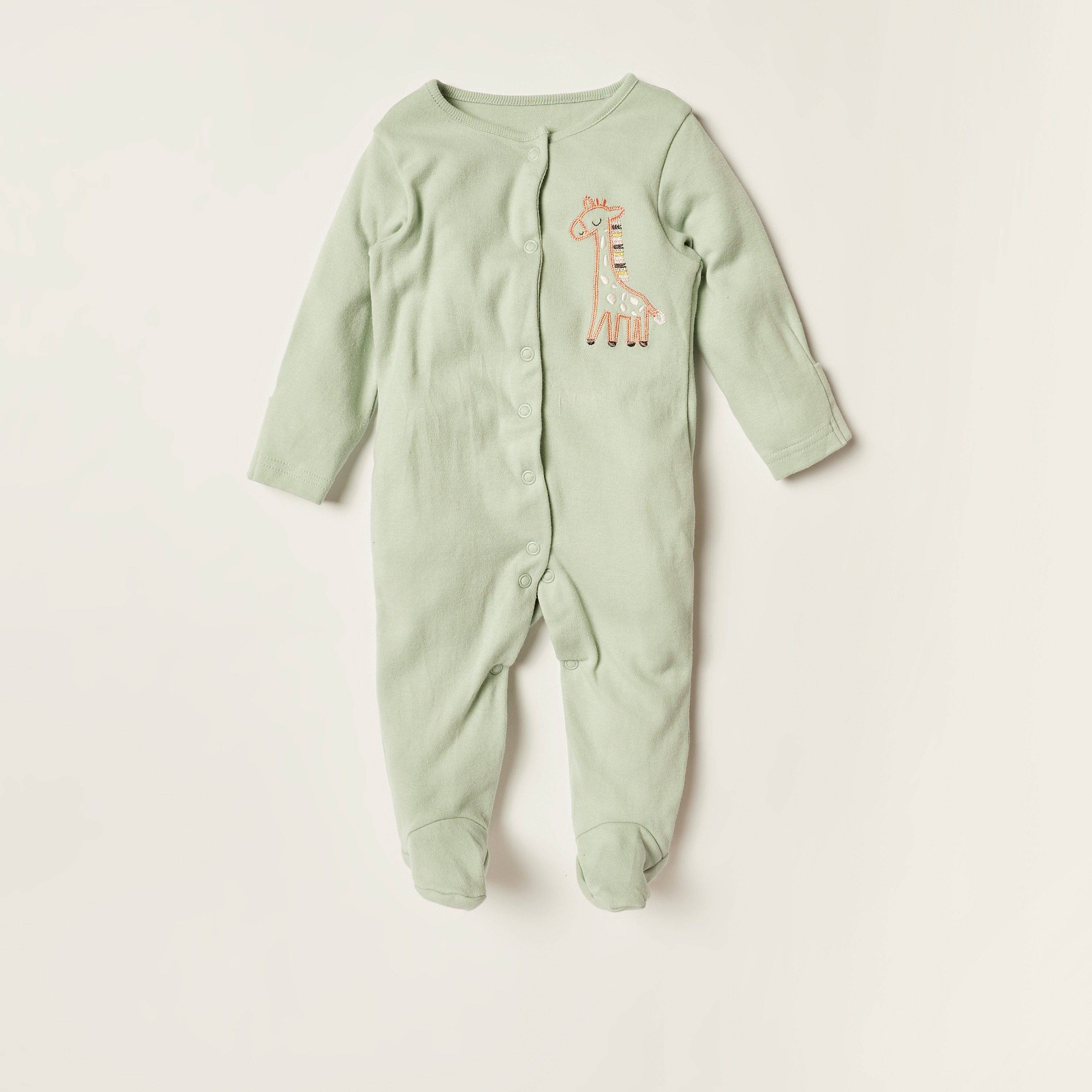 Juniors Printed Long Sleeves Sleepsuit with Button Closure - Set of 3-baby-girls-clothing-nightwear-sleepsuits-image-4