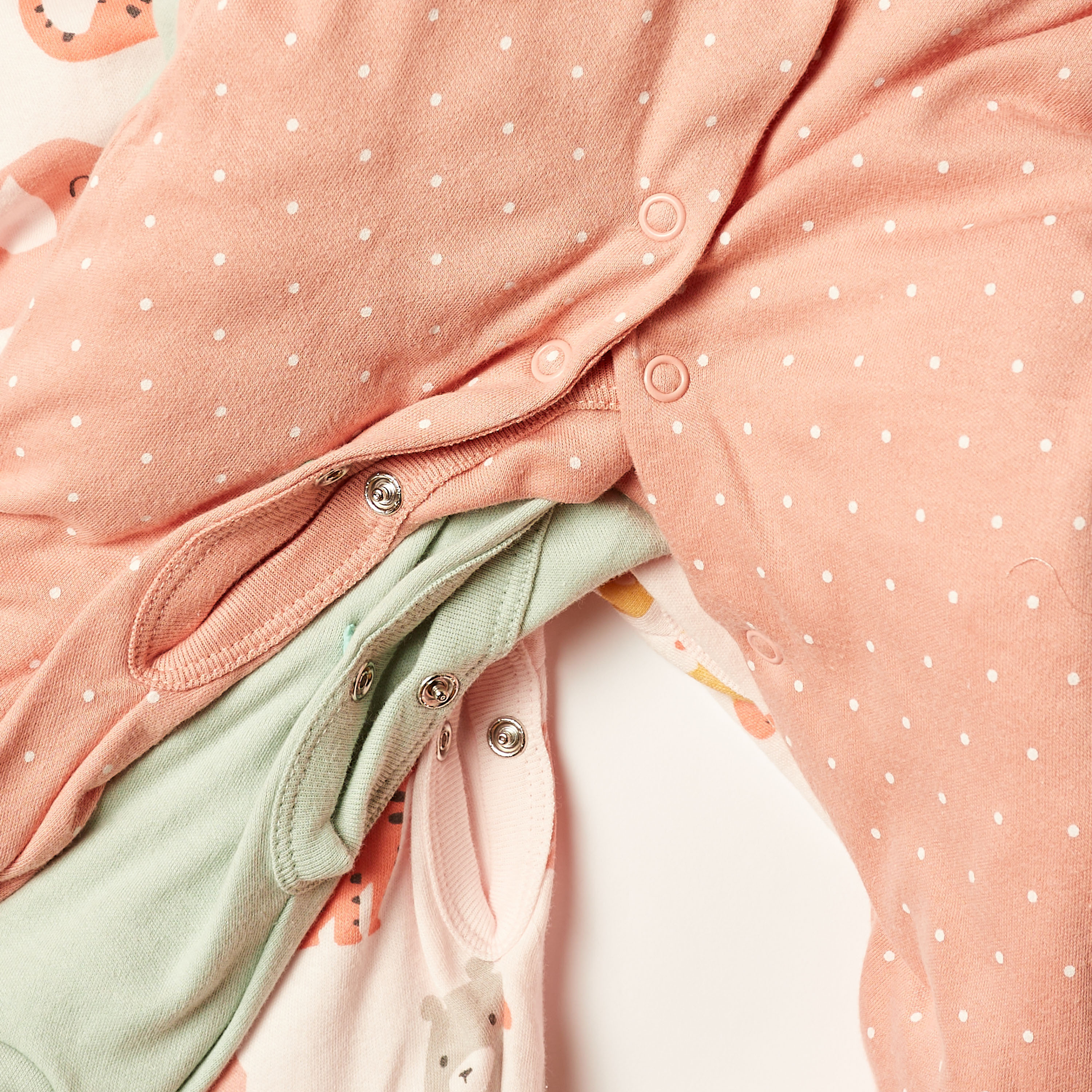 Juniors Printed Long Sleeves Sleepsuit with Button Closure - Set of 3-baby-girls-clothing-nightwear-sleepsuits-image-6