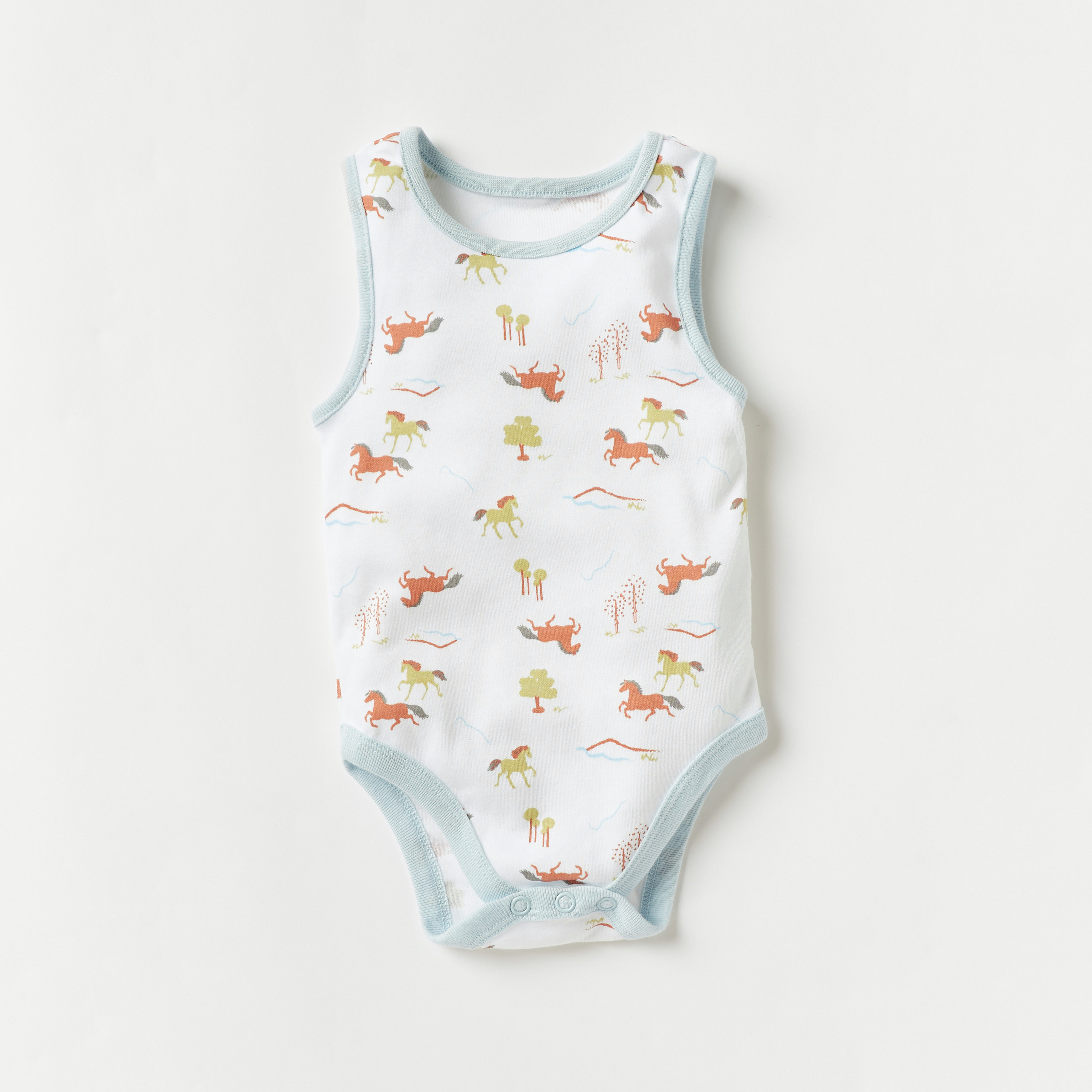 Juniors Printed Sleeveless Bodysuit with Button Closure - Set of 5-baby-boys-clothing-multipacks-image-2