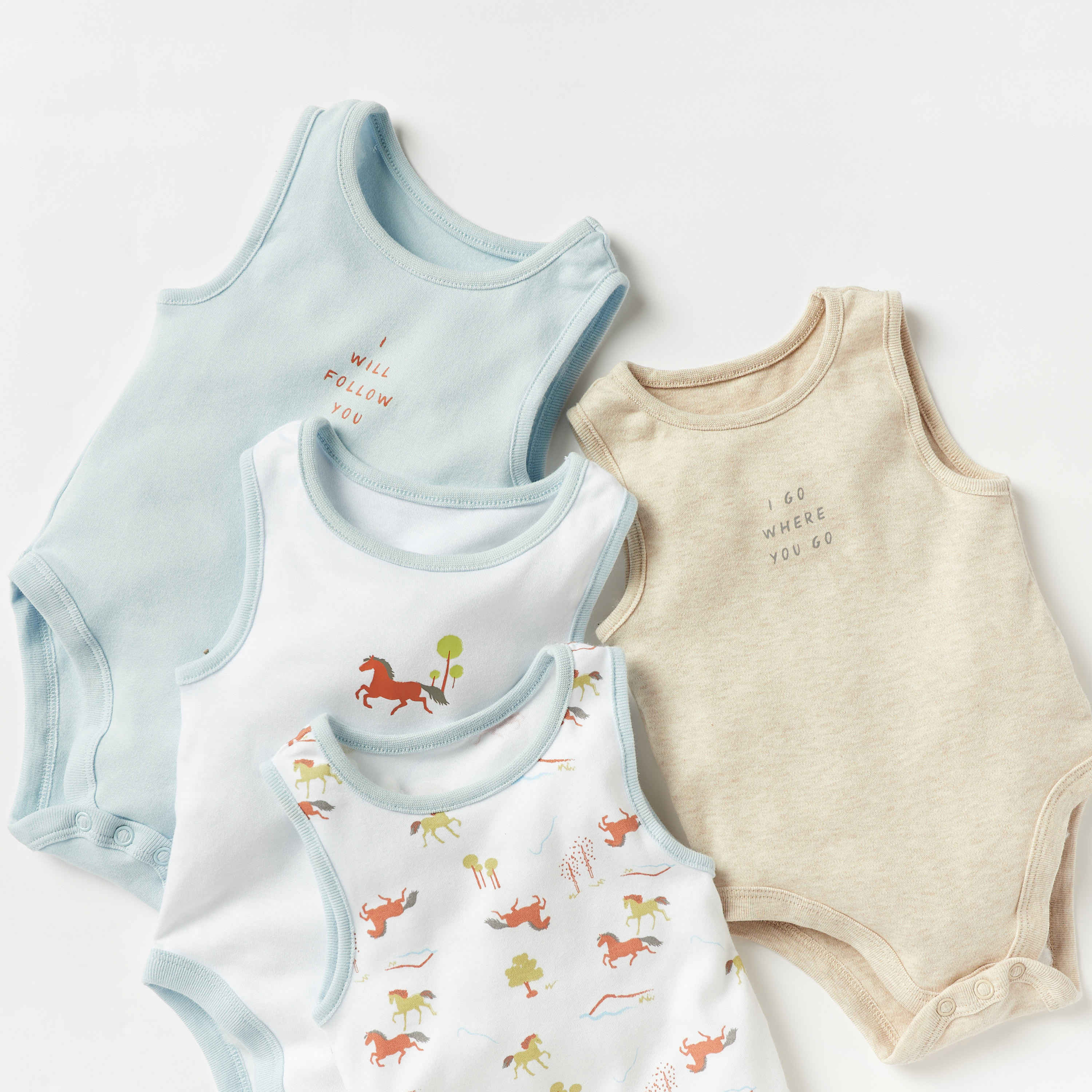 Juniors Printed Sleeveless Bodysuit with Button Closure - Set of 5-baby-boys-clothing-multipacks-image-3