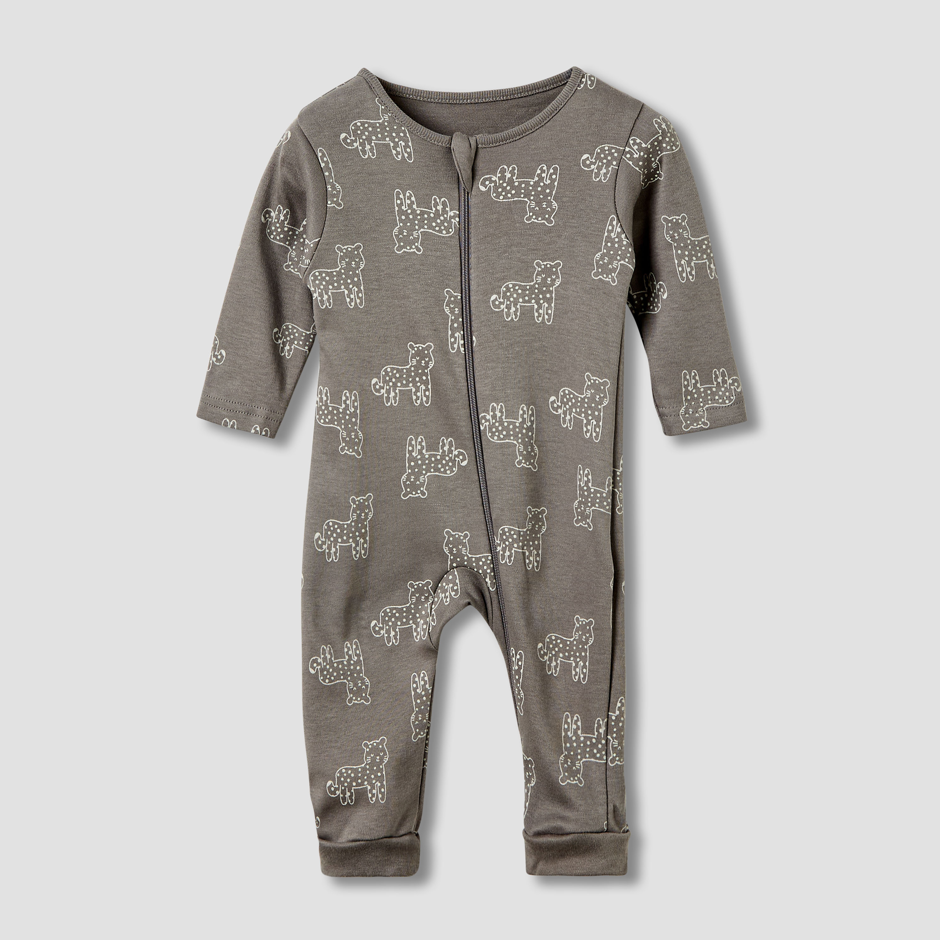 Juniors Round Neck Sleepsuit with Animal Print - Cotton - Long Sleeves - Set of 3-baby-boys-clothing-nightwear-sleepsuits-image-3