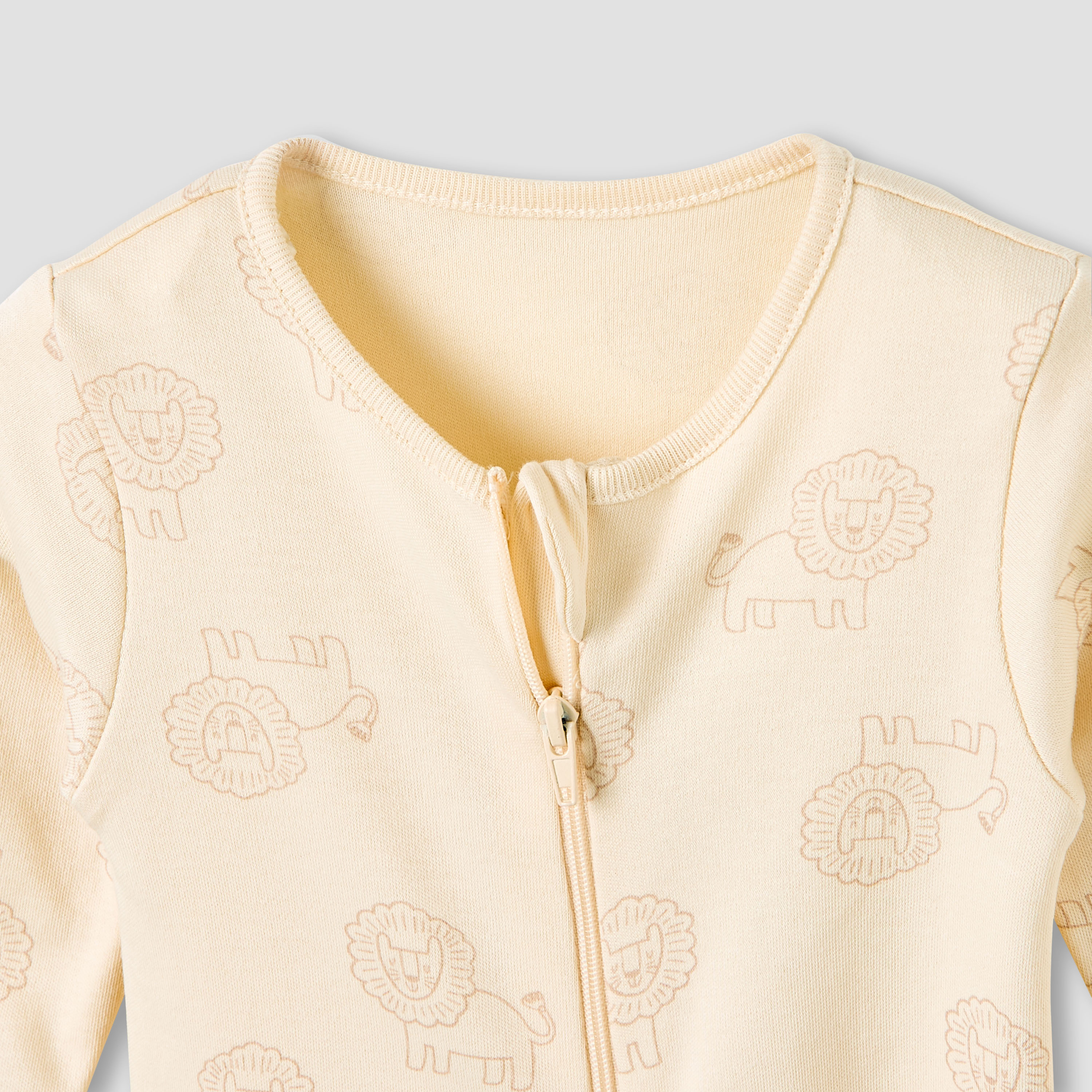 Juniors Round Neck Sleepsuit with Animal Print - Cotton - Long Sleeves - Set of 3-baby-boys-clothing-nightwear-sleepsuits-image-5