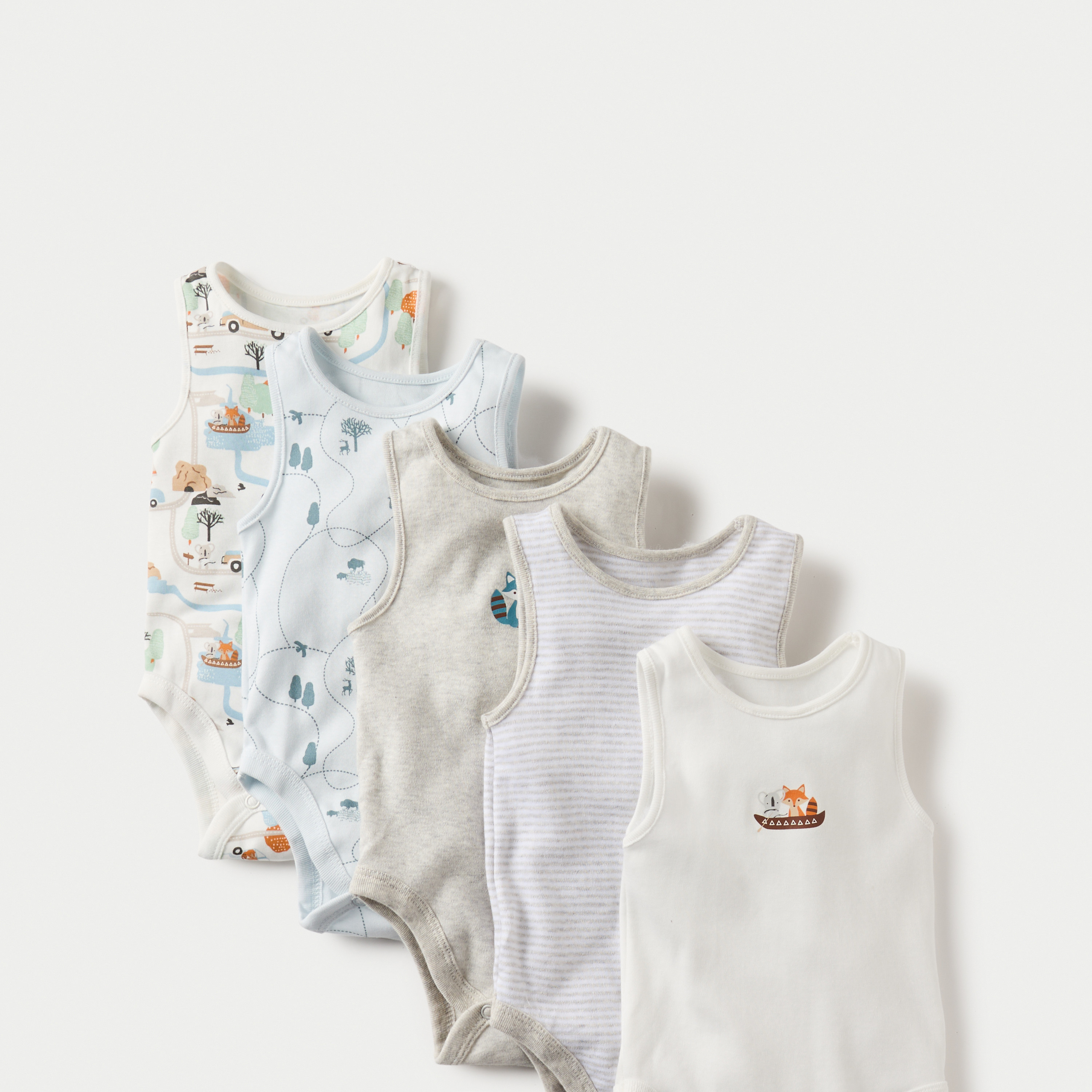 طقم بودي سوت دون أكمام 5 قطع بزر إغلاق وطبعات من جونيورز-baby-boys-clothing-multipacks-image-3
