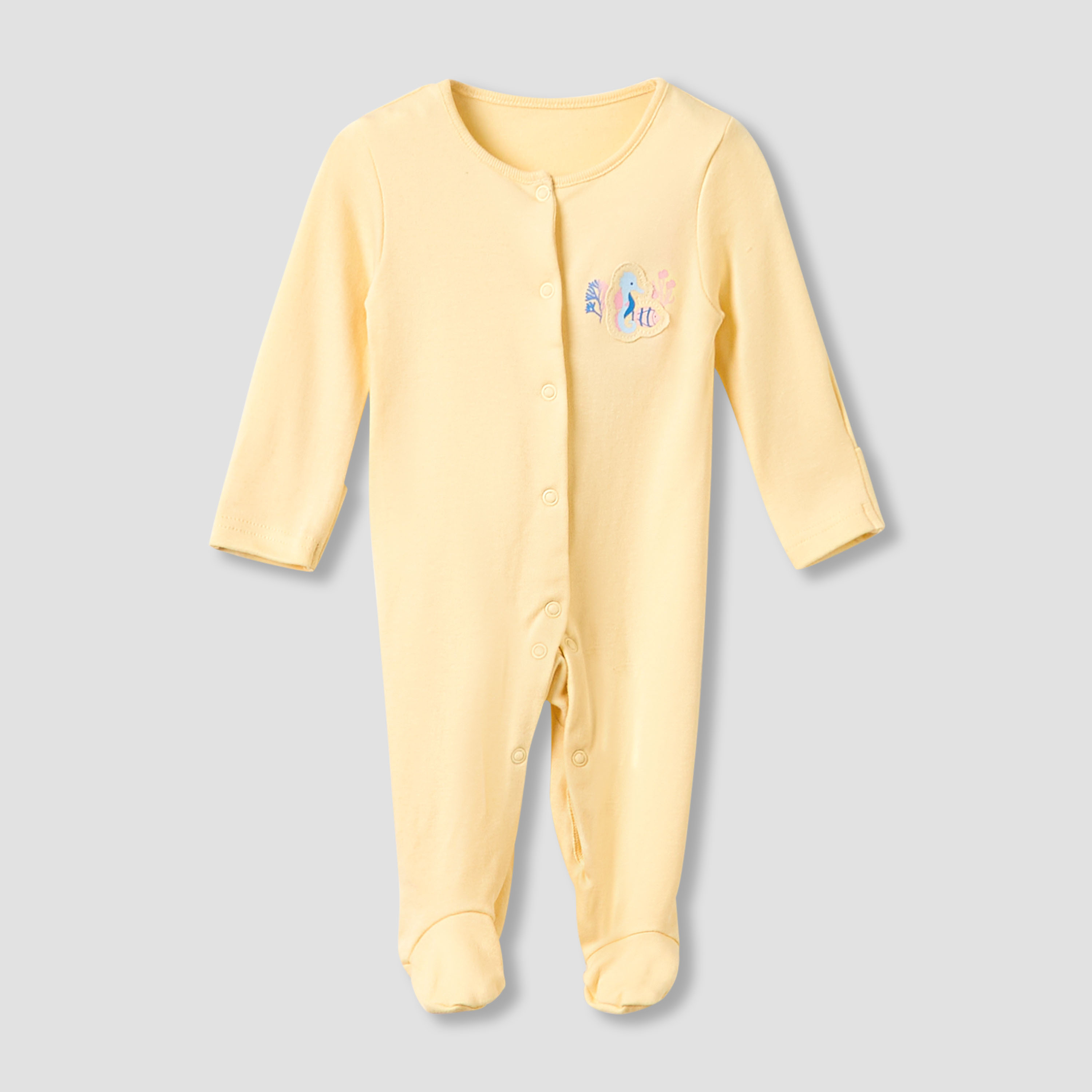 Juniors Crew Neck Sleepsuit with Print - Cotton - Long Sleeves - Set of 3-baby-girls-clothing-nightwear-sleepsuits-image-2