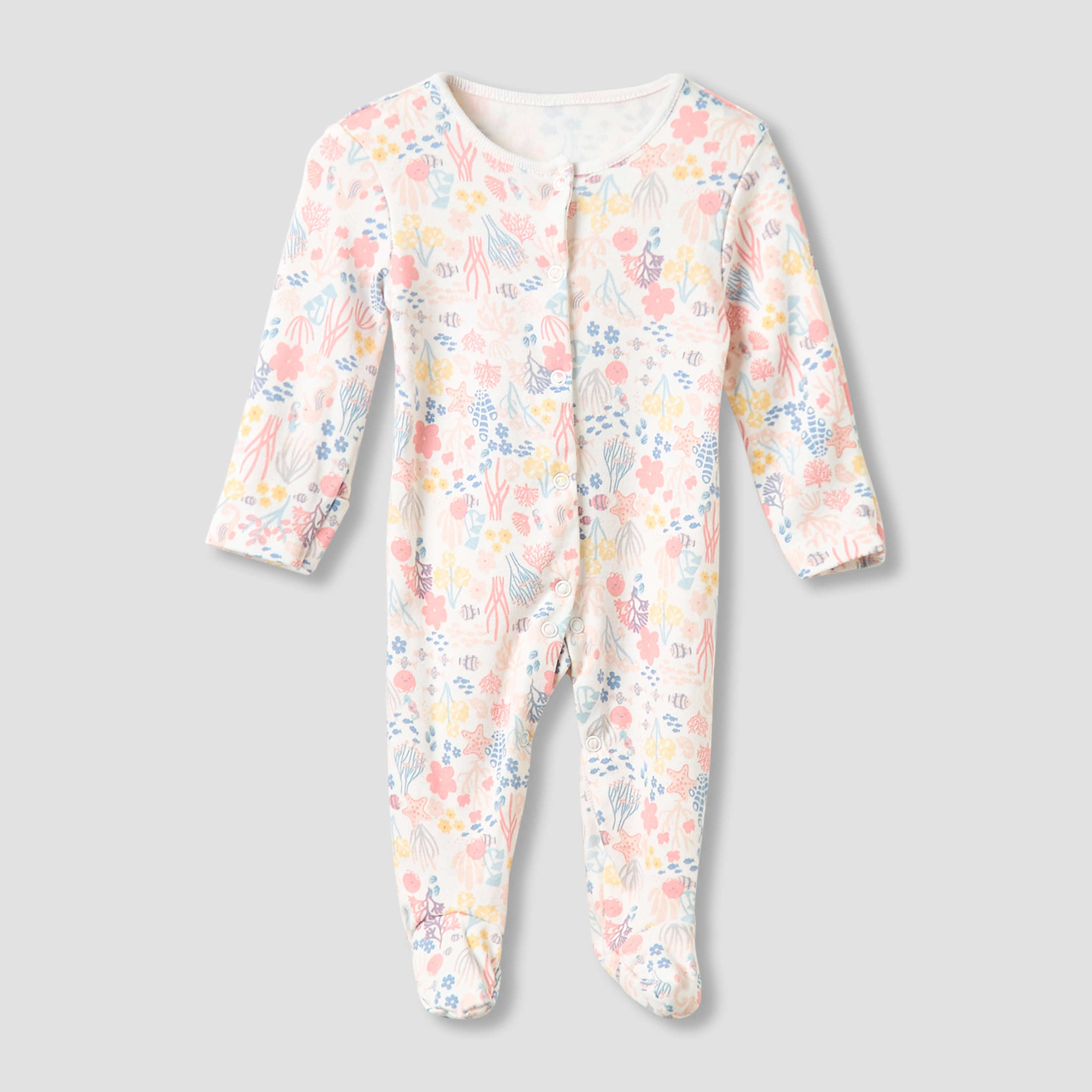 Juniors Crew Neck Sleepsuit with Print - Cotton - Long Sleeves - Set of 3-baby-girls-clothing-nightwear-sleepsuits-image-5