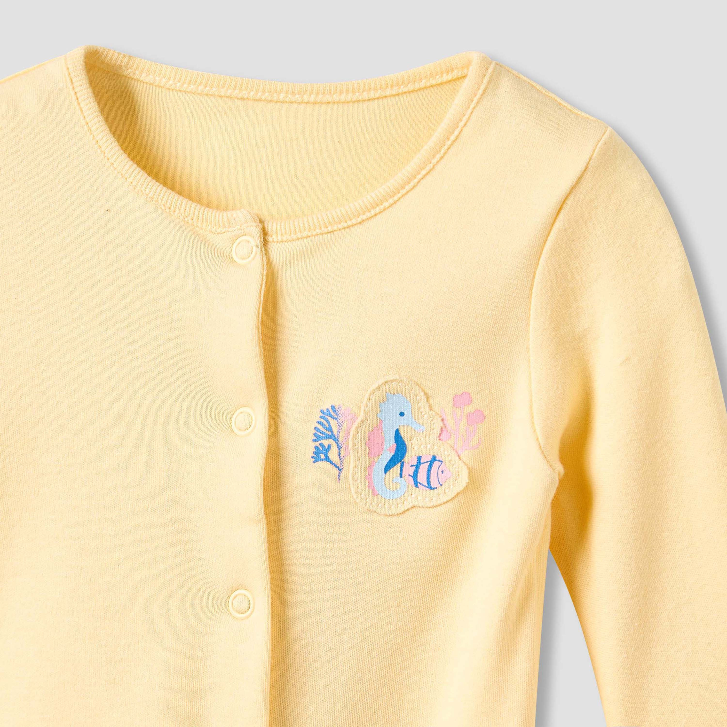 Juniors Crew Neck Sleepsuit with Print - Cotton - Long Sleeves - Set of 3-baby-girls-clothing-nightwear-sleepsuits-image-6