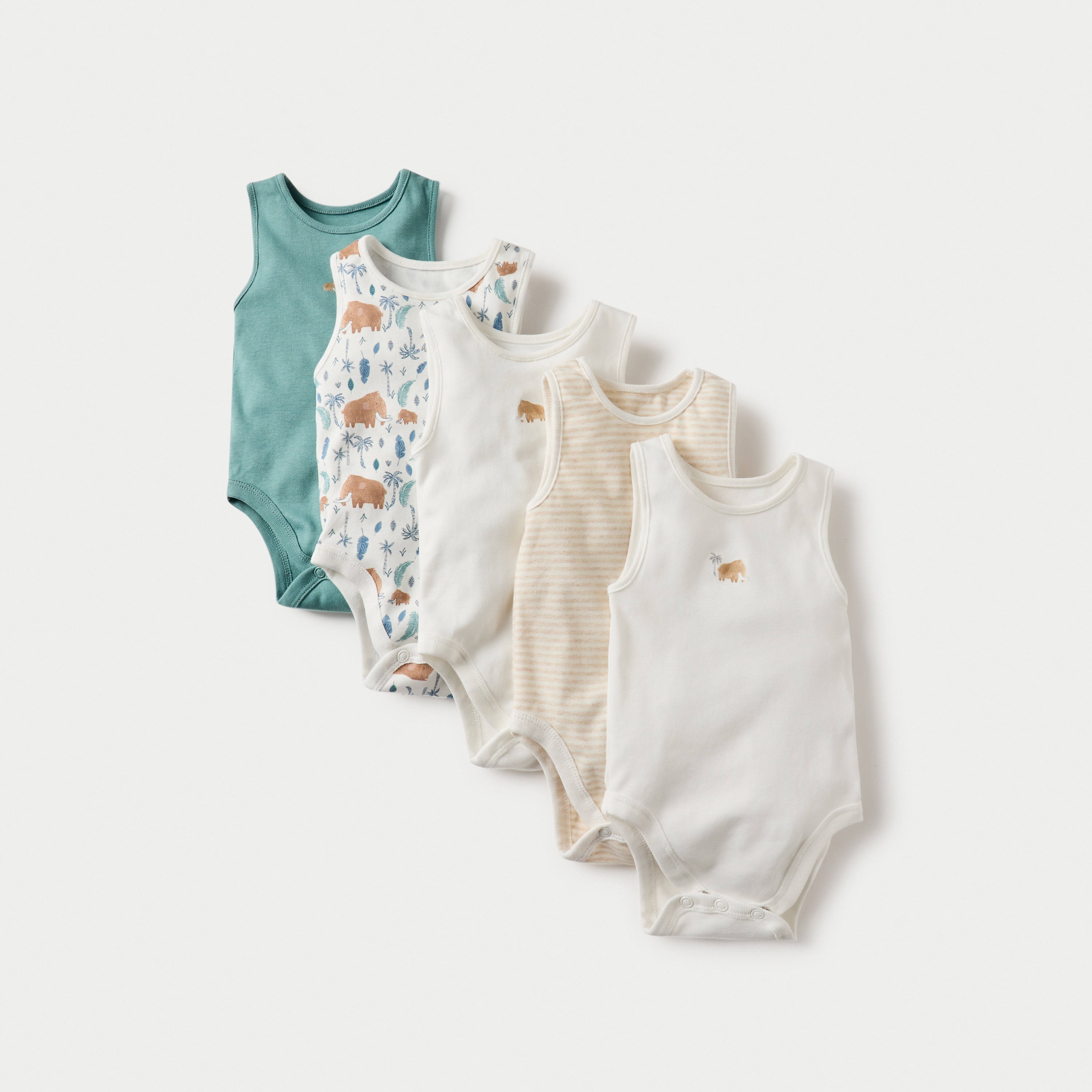 طقم بودي سوت دون أكمام 5 قطع بزر إغلاق وطبعات من جونيورز-baby-boys-clothing-multipacks-image-1
