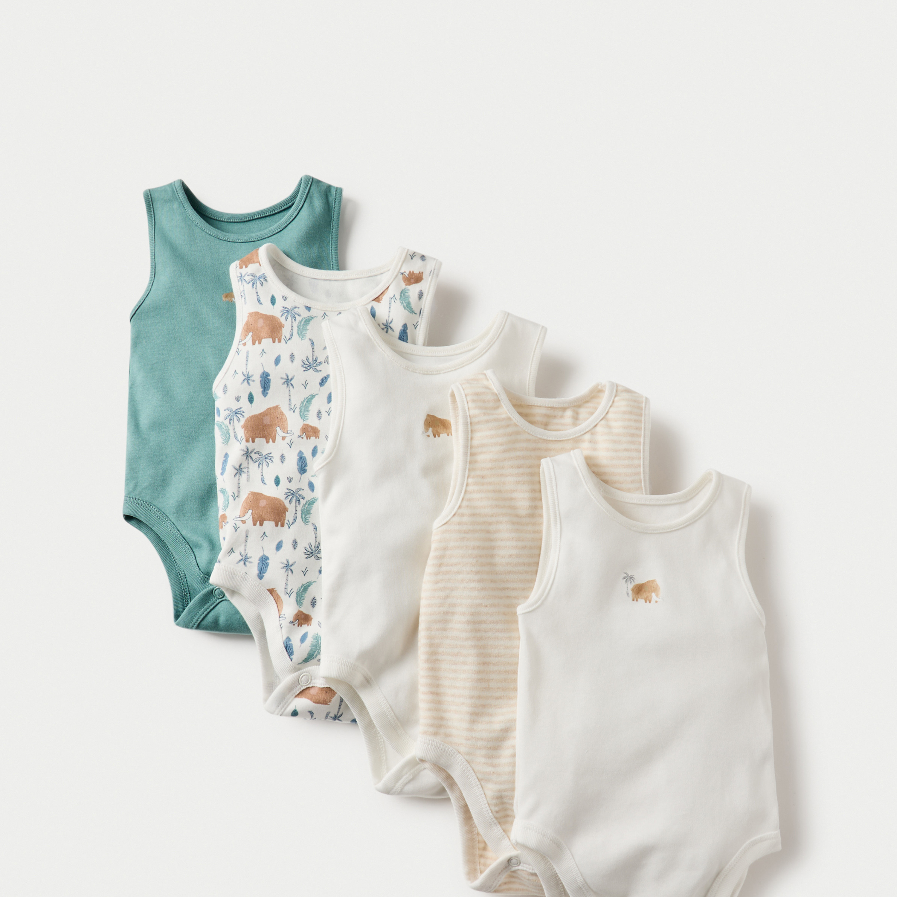 طقم بودي سوت دون أكمام 5 قطع بزر إغلاق وطبعات من جونيورز-baby-boys-clothing-multipacks-image-7