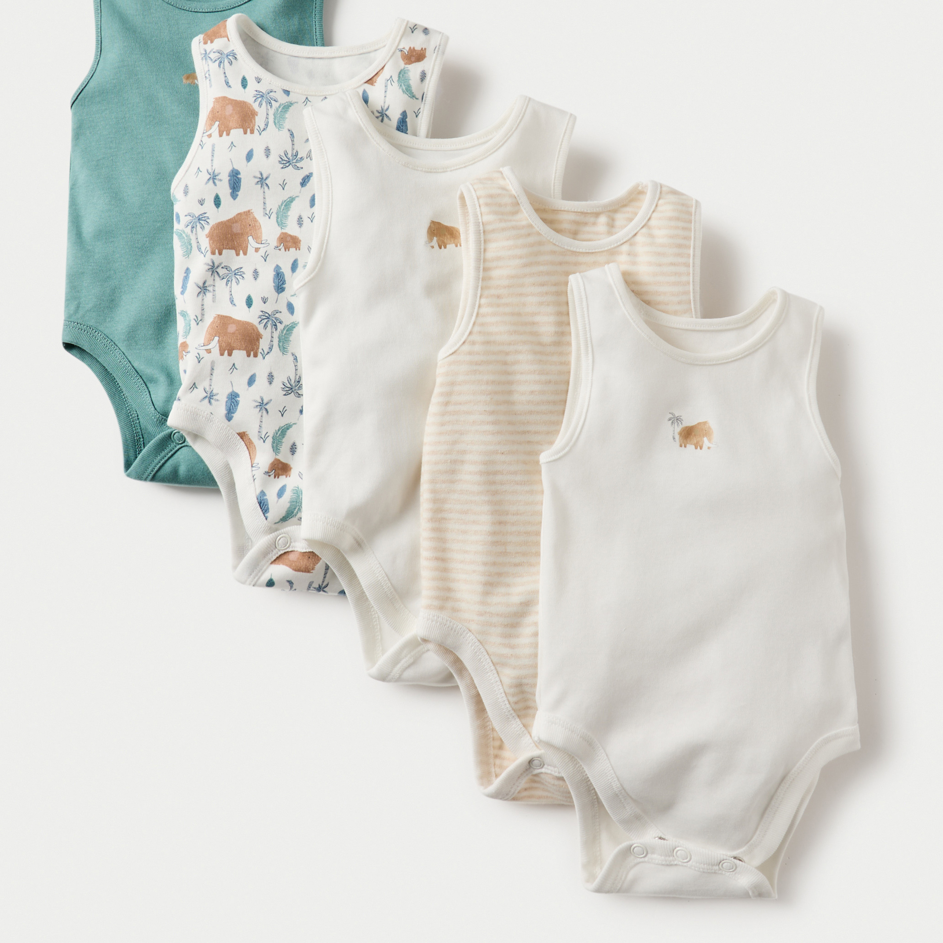طقم بودي سوت دون أكمام 5 قطع بزر إغلاق وطبعات من جونيورز-baby-boys-clothing-multipacks-image-8