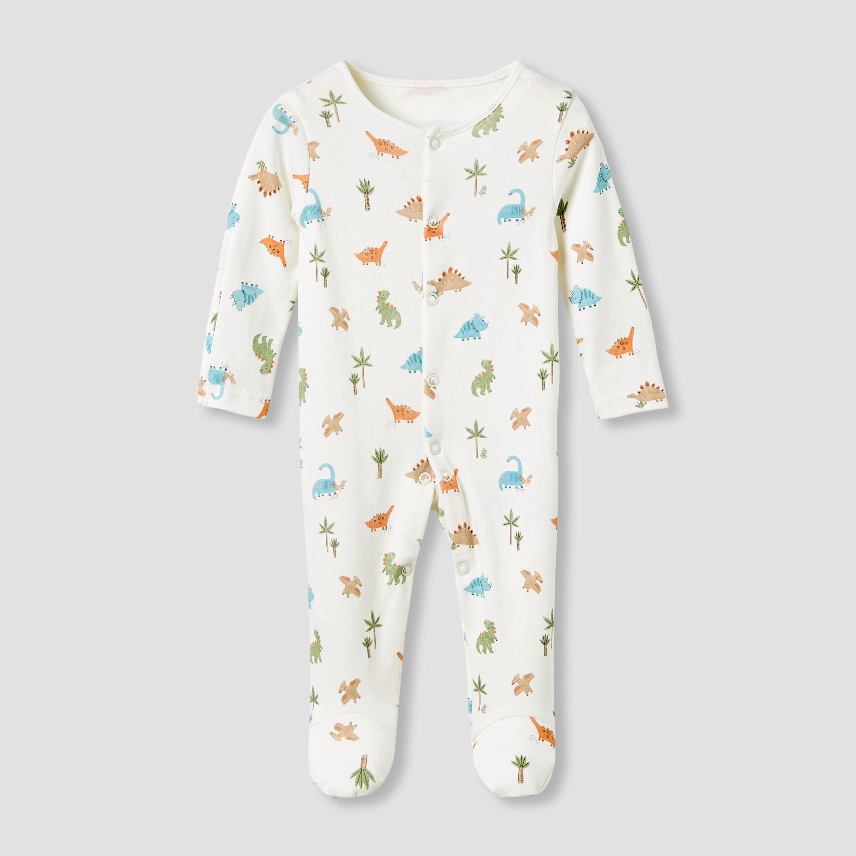 Juniors Crew Neck Sleepsuit with Dinosaur Print - Cotton - Long Sleeves - Set of 3-promo_babyshop_Buy2for115_QAT130126-image-3