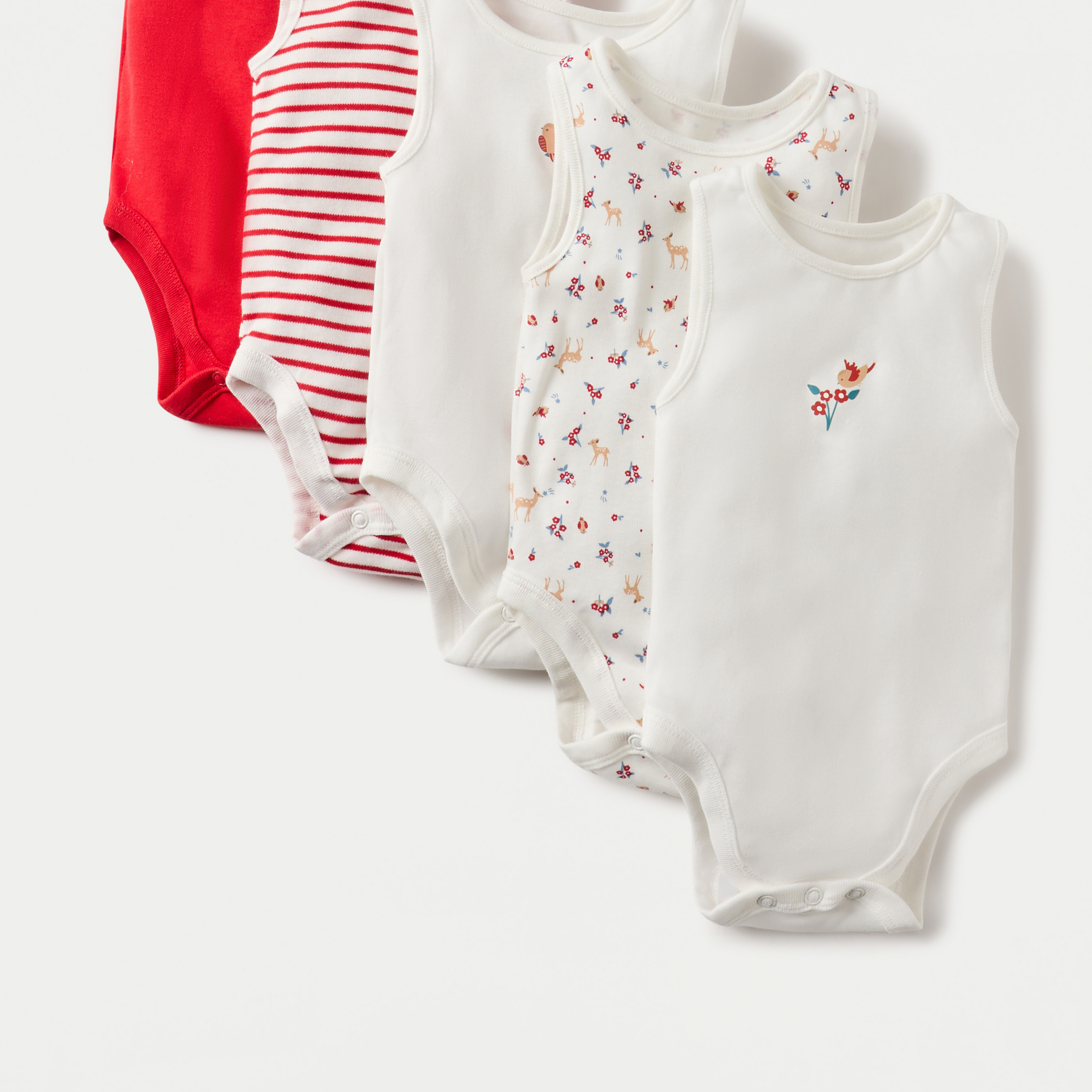 Juniors Printed Sleeveless Bodysuit with Button Closure - Set of 5-baby-girls-clothing-bodysuits-image-8