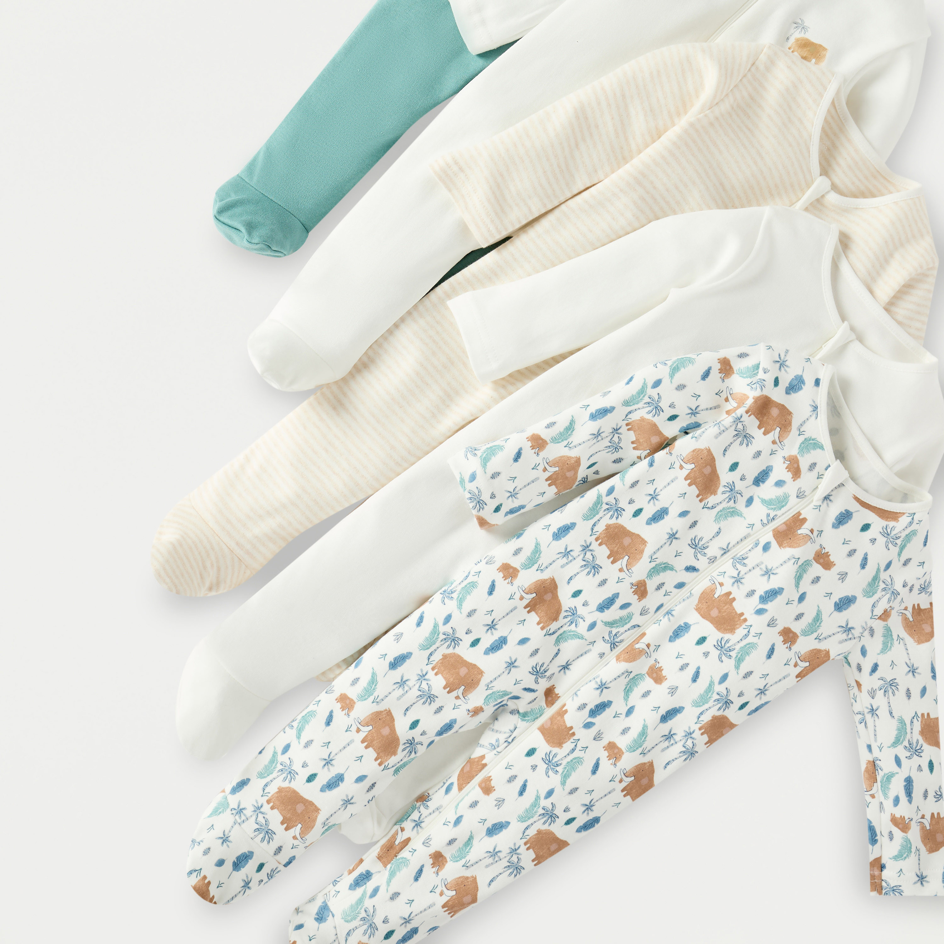 Juniors Printed Closed Feet Sleepsuit with Long Sleeves and Zip Closure - Set of 5-baby-boys-clothing-nightwear-sleepsuits-image-4