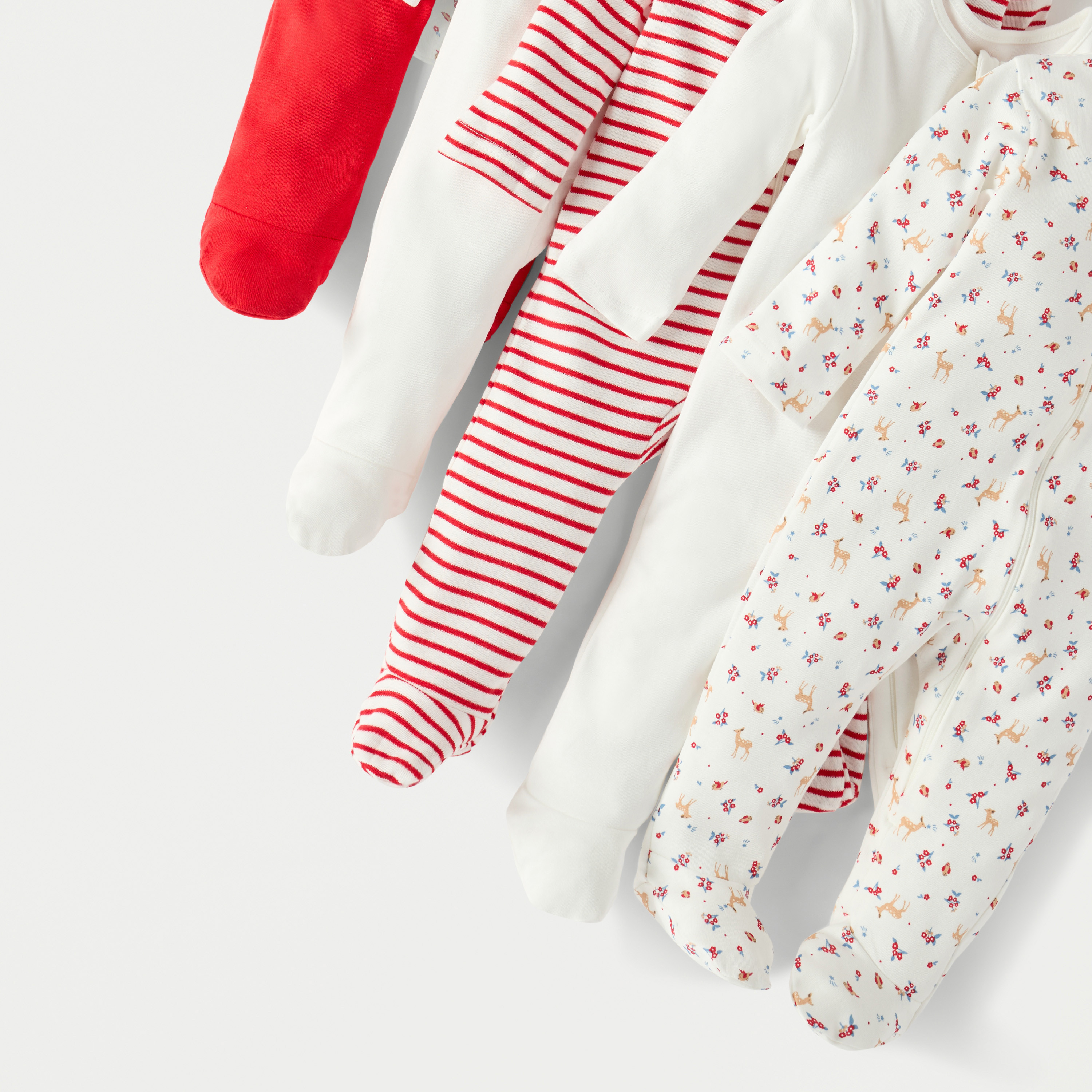 Juniors Assorted Closed Feet Sleepsuit with Long Sleeves and Zip Closure - Set of 5-baby-girls-clothing-nightwear-sleepsuits-image-4