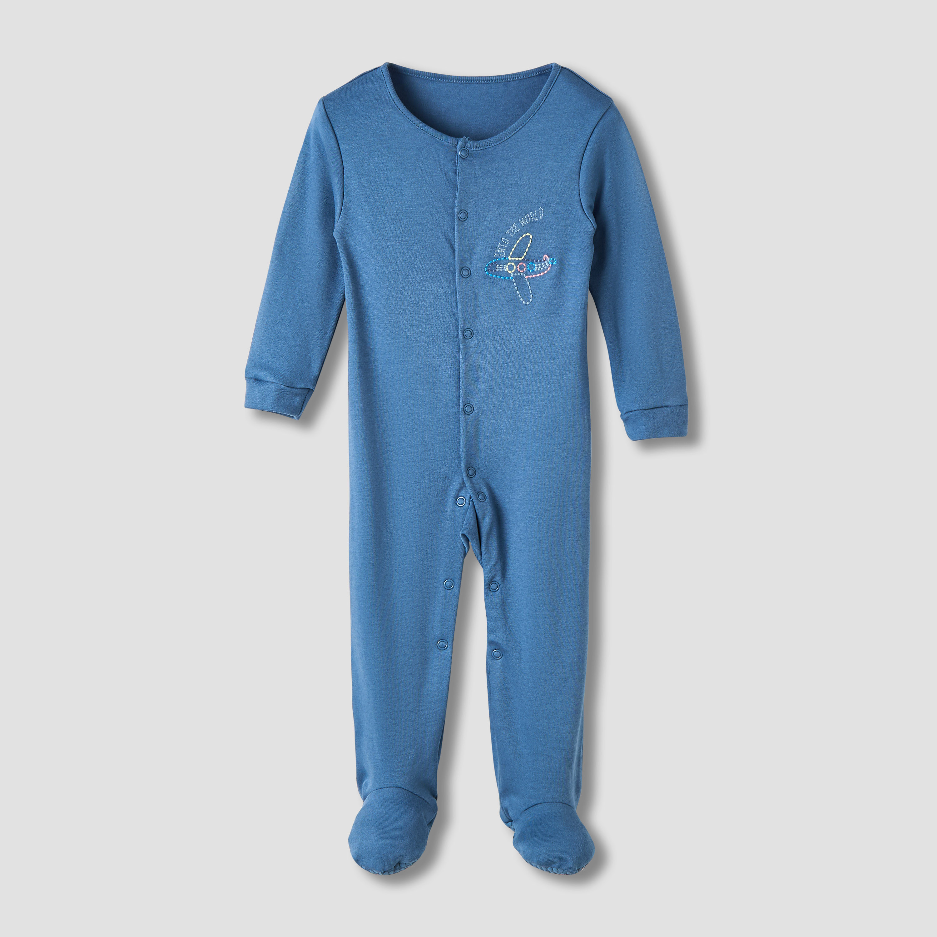 Juniors Round Neck Sleepsuit with Snap Button Closure - Cotton - Long Sleeves-promo_babyshop_Buy2for115_QAT130126-image-3