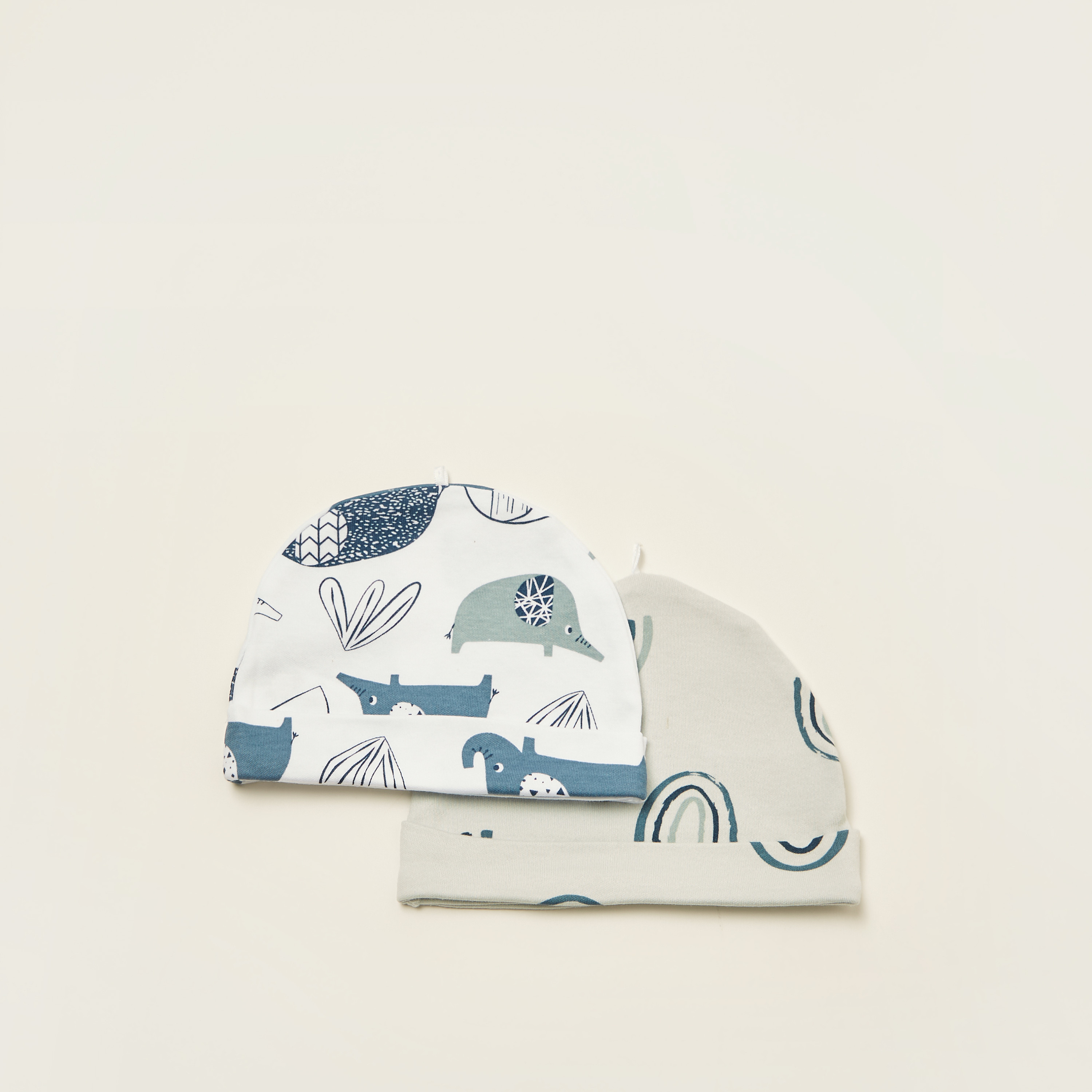 Juniors Printed Beanie - Set of 2-baby-boys-accessories-caps-image-1