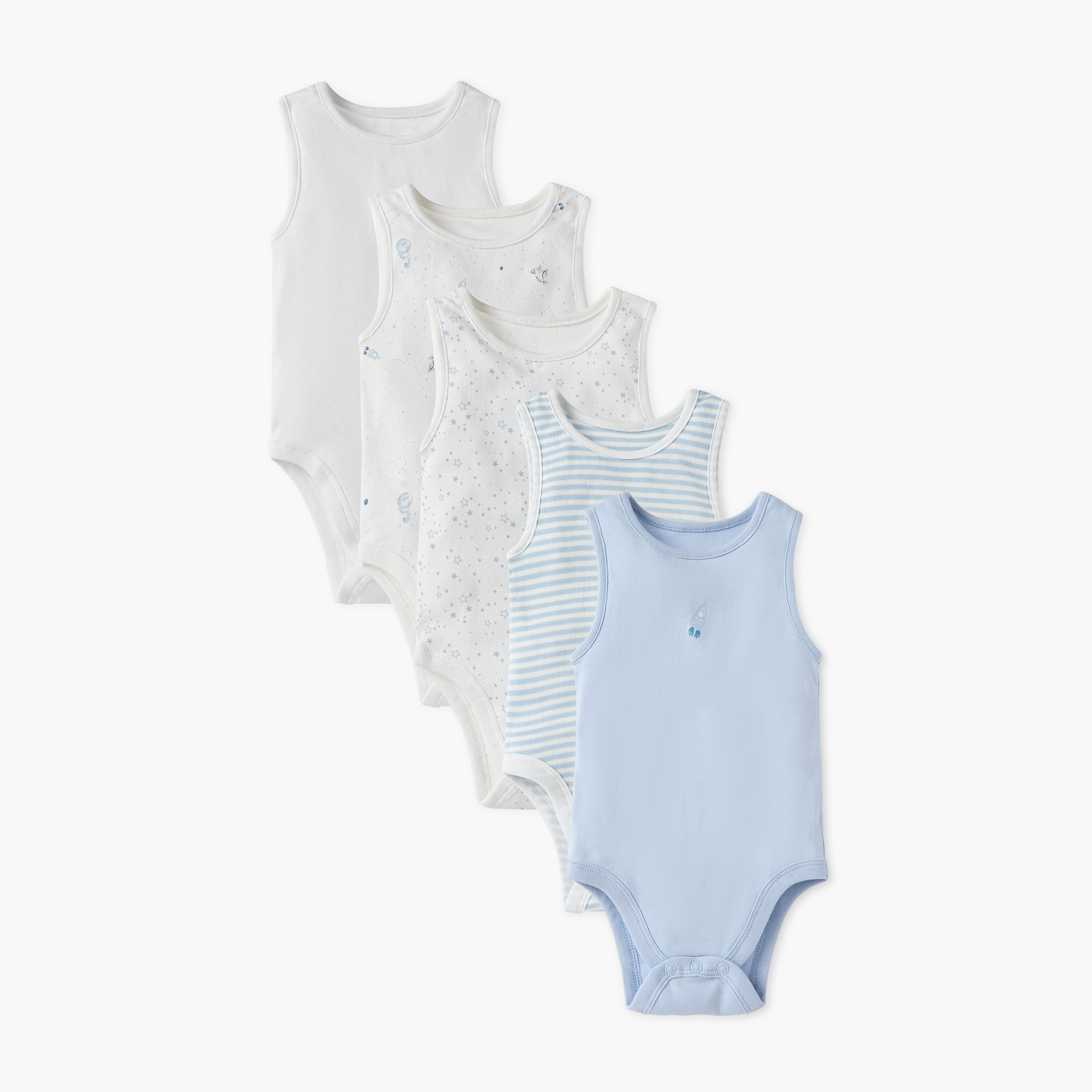 Juniors Printed Sleeveless Bodysuit - Set of 5-baby-boys-clothing-bodysuits-image-1