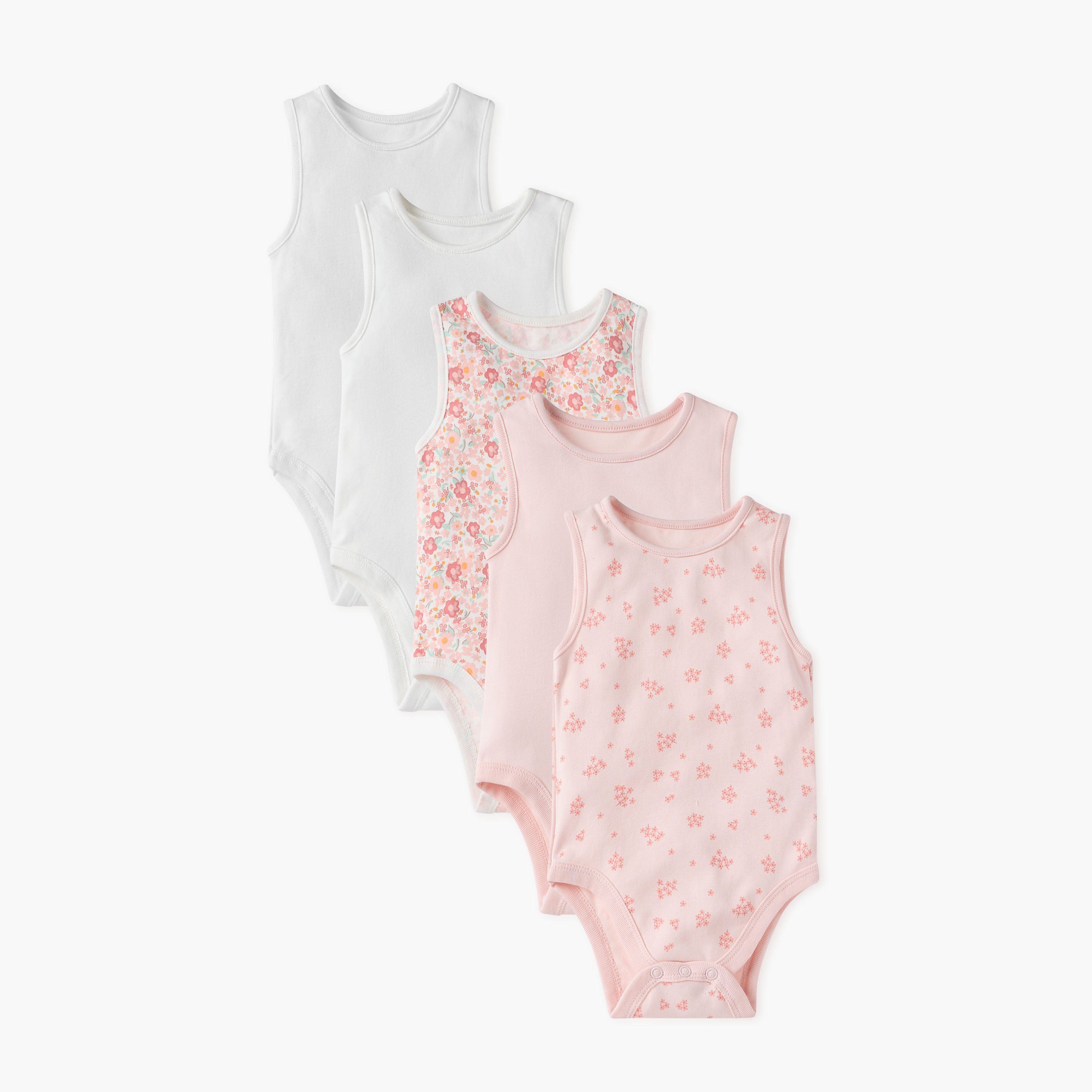 Juniors Floral Print Sleeveless Bodysuit - Set of 5-promo_babyshop_Buy2for1025_KWT130126-image-1