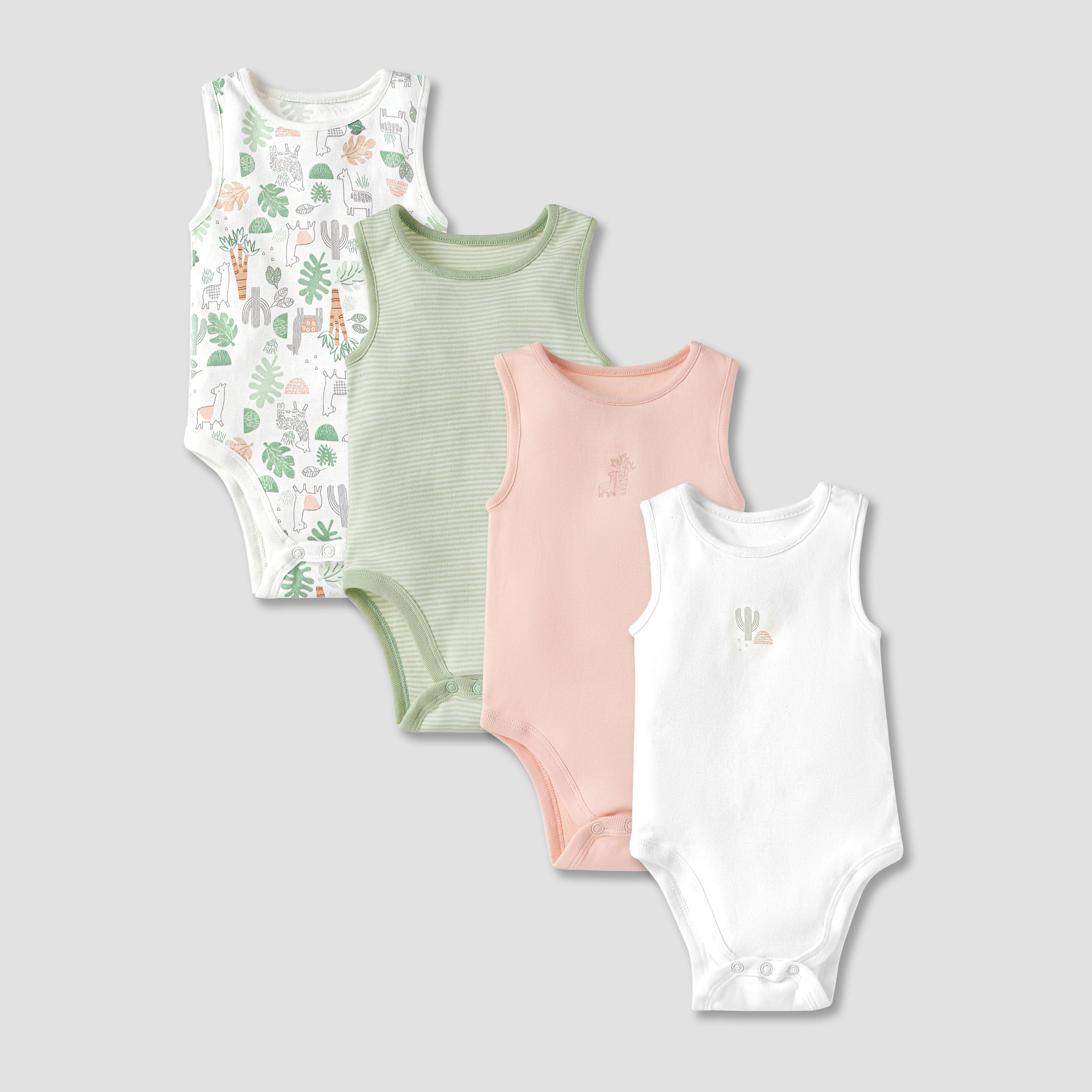 Juniors Printed Sleeveless Bodysuit with - Set of 5-baby-girls-clothing-bodysuits-image-1
