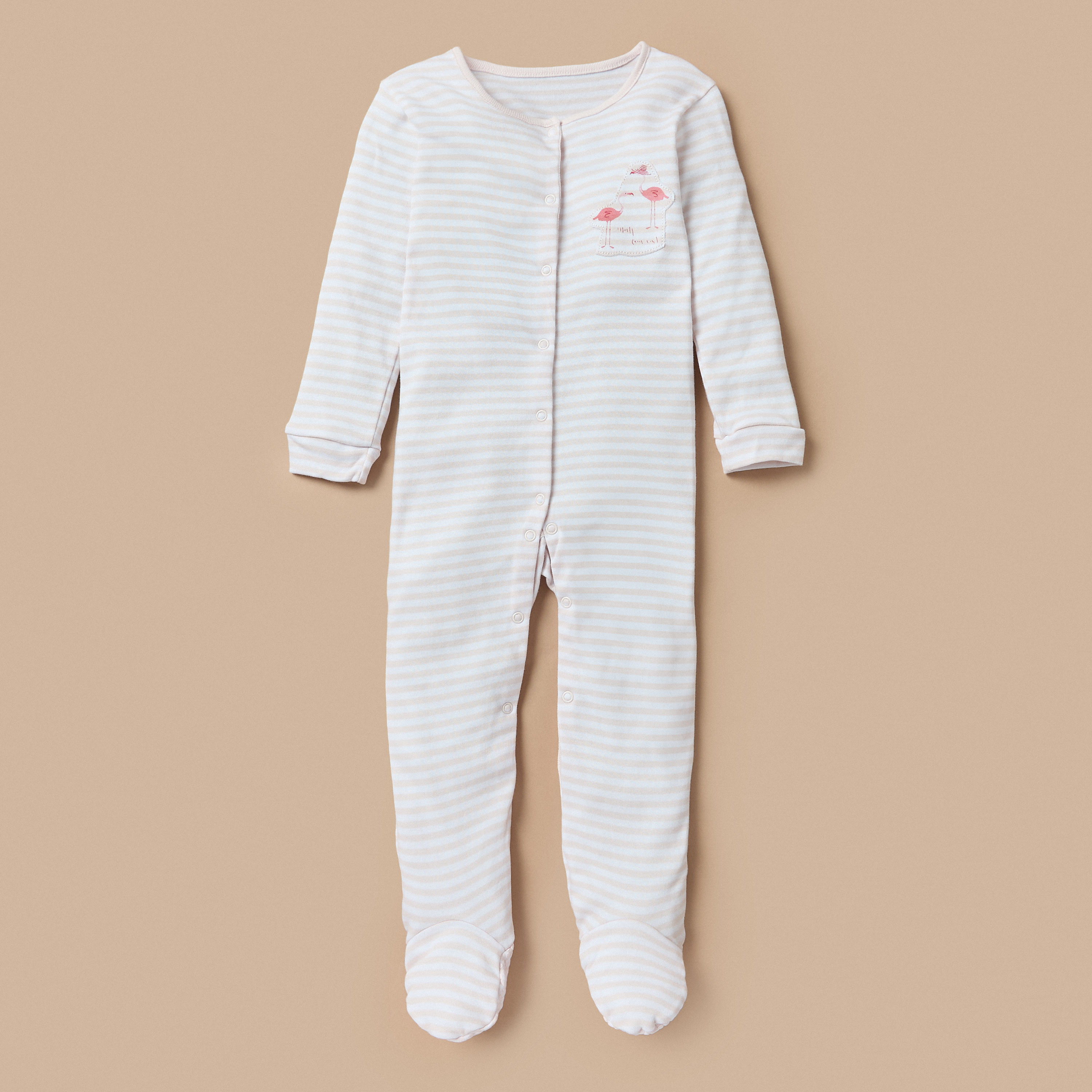 Set of 3 - Juniors Printed Closed Feet Sleepsuit with Long Sleeves-baby-girls-clothing-nightwear-sleepsuits-image-3