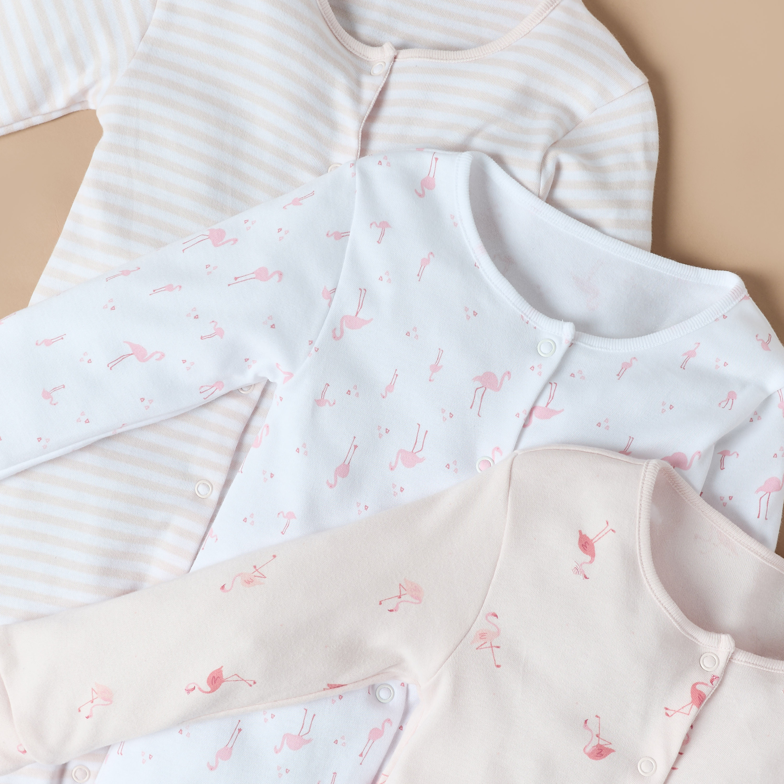 Set of 3 - Juniors Printed Closed Feet Sleepsuit with Long Sleeves-baby-girls-clothing-nightwear-sleepsuits-image-4