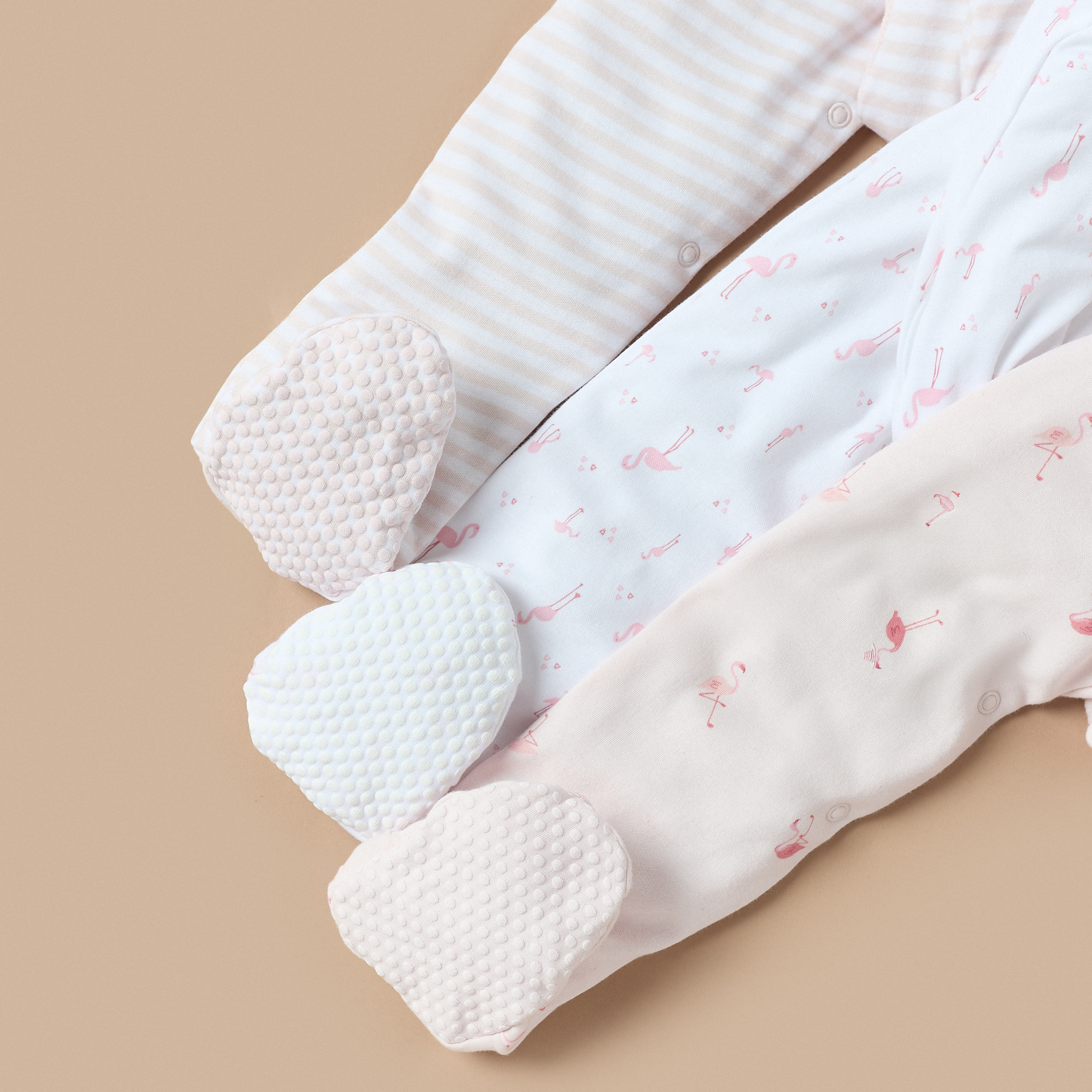 Set of 3 - Juniors Printed Closed Feet Sleepsuit with Long Sleeves-baby-girls-clothing-nightwear-sleepsuits-image-5