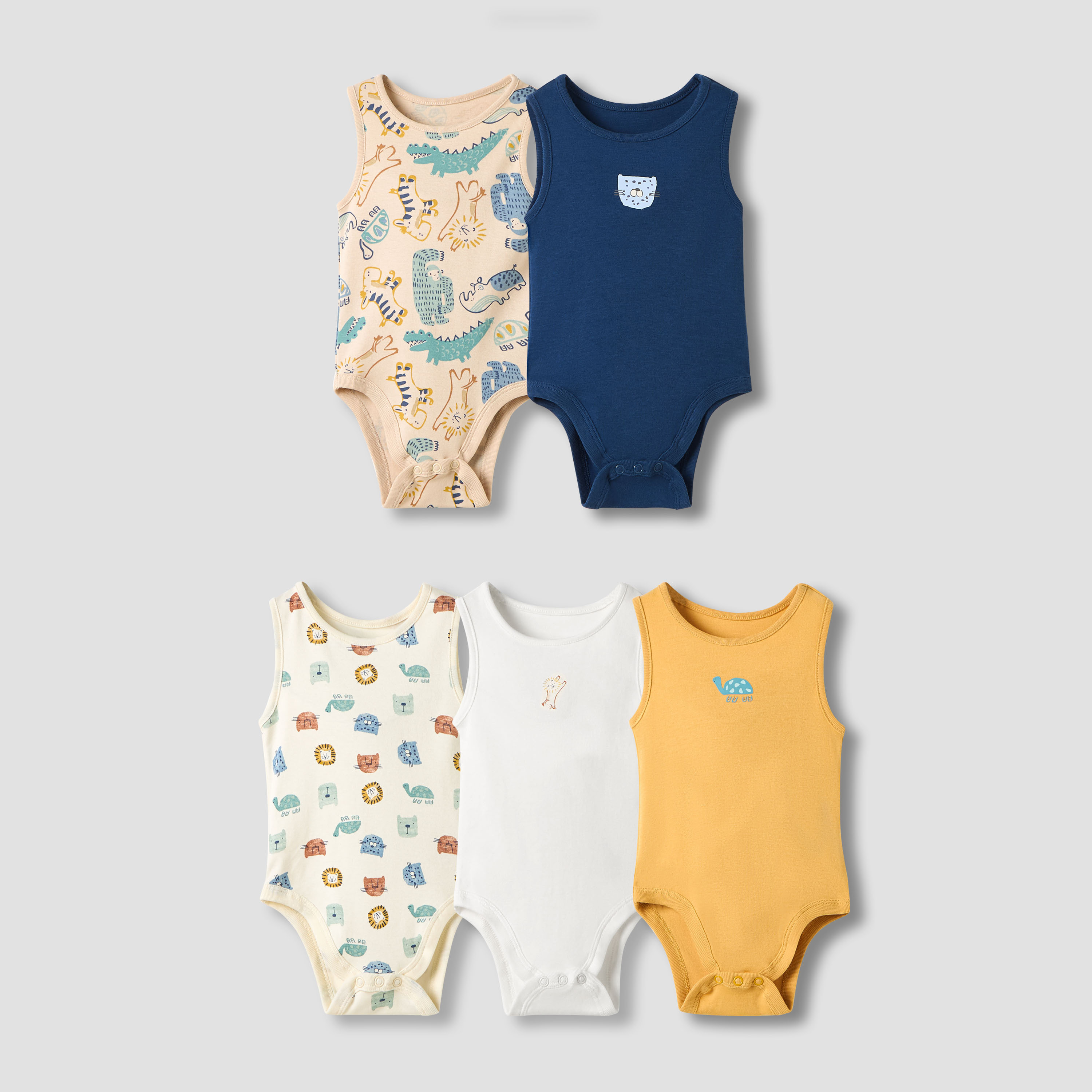 Juniors Printed Sleeveless Bodysuit - Set of 5-baby-boys-clothing-bodysuits-image-1