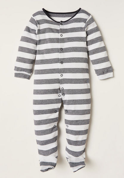Juniors Printed Sleepsuit with Long Sleeves and Button Closure - Set of 3-Multipacks-image-1