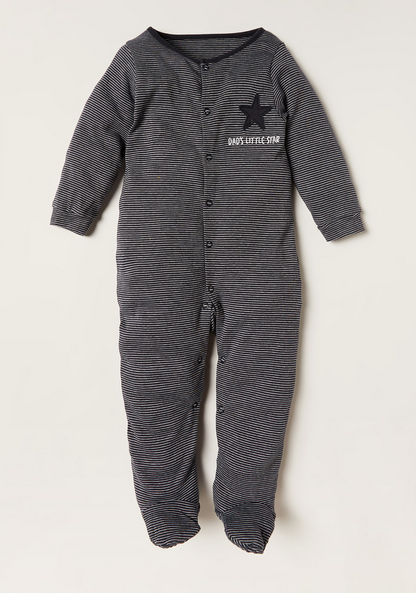 Juniors Printed Sleepsuit with Long Sleeves and Button Closure - Set of 3-Multipacks-image-3