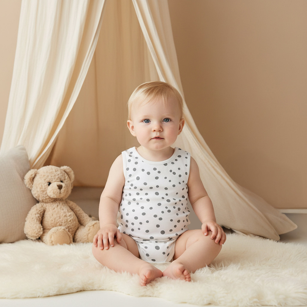 Juniors Round Neck Bodysuit with Snap Button Closure - Cotton - Sleeveless - Set of 7-baby-girls-clothing-bodysuits-image-8