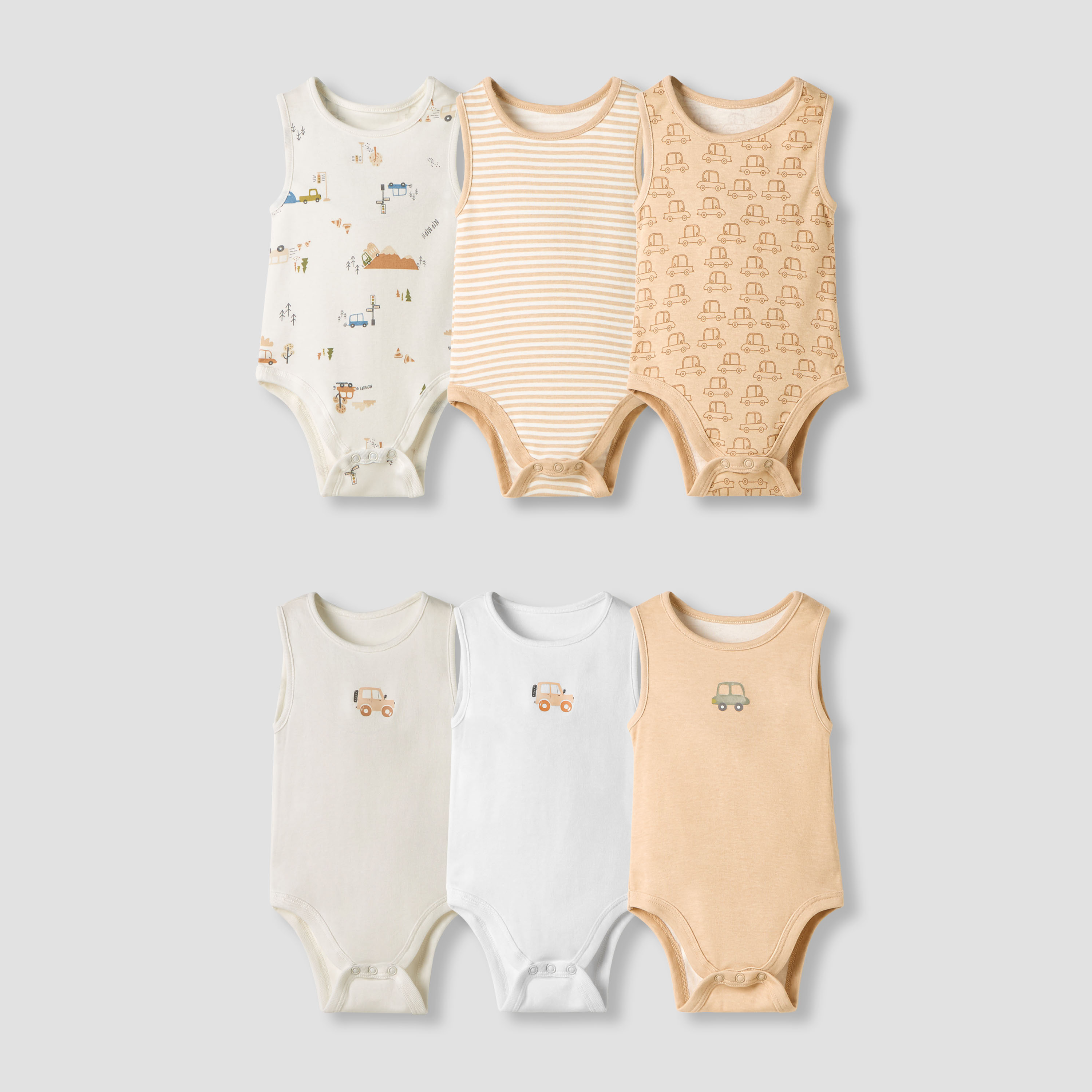 Juniors Printed Sleeveless Bodysuit - Set of 6-baby-boys-clothing-bodysuits-image-1