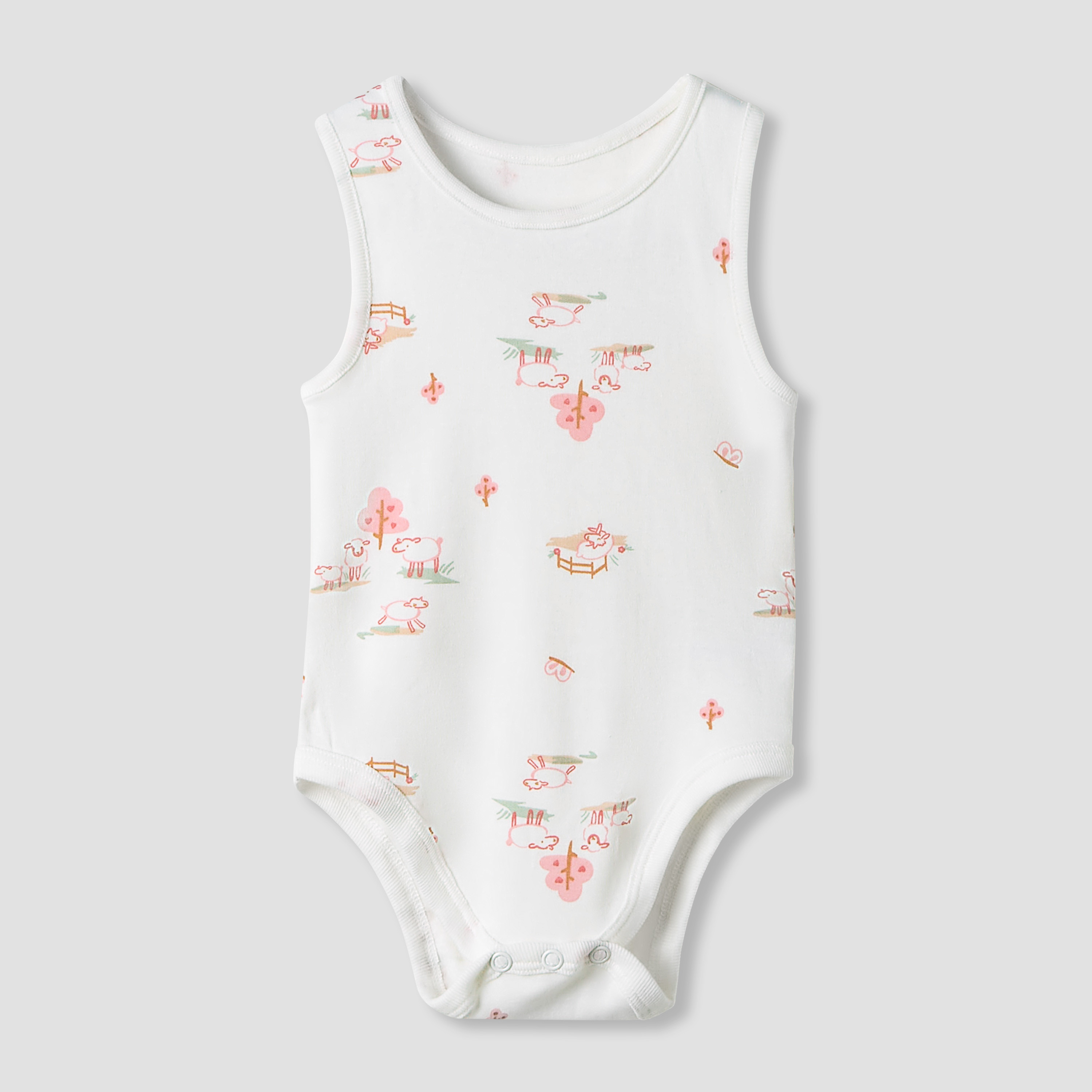 Juniors Round Neck Bodysuit with Snap Button Closure - Cotton - Sleeveless - Set of 7-baby-boys-clothing-multipacks-image-3