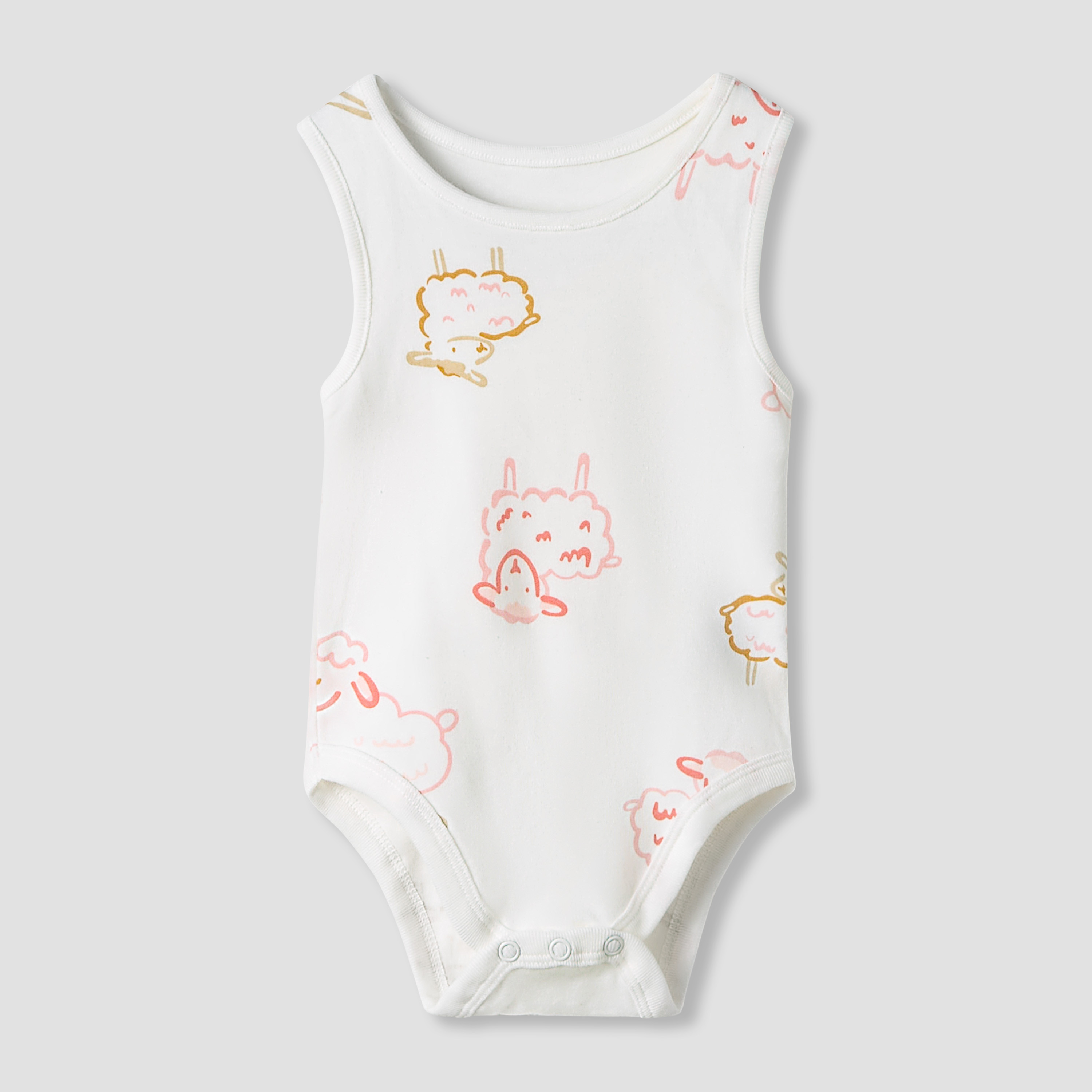 Juniors Round Neck Bodysuit with Snap Button Closure - Cotton - Sleeveless - Set of 7-baby-boys-clothing-multipacks-image-5