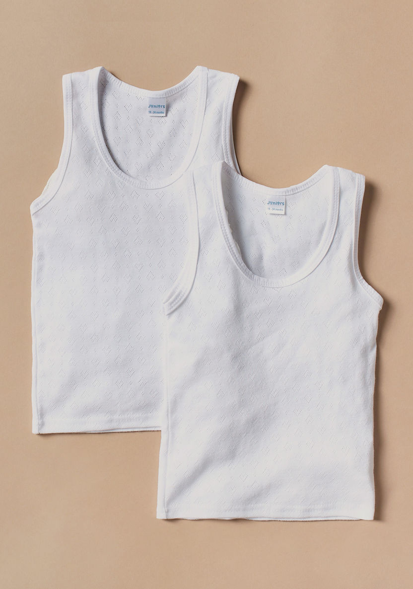 Juniors Solid Sleeveless Vest - Set of 2-Innerwear-image-0