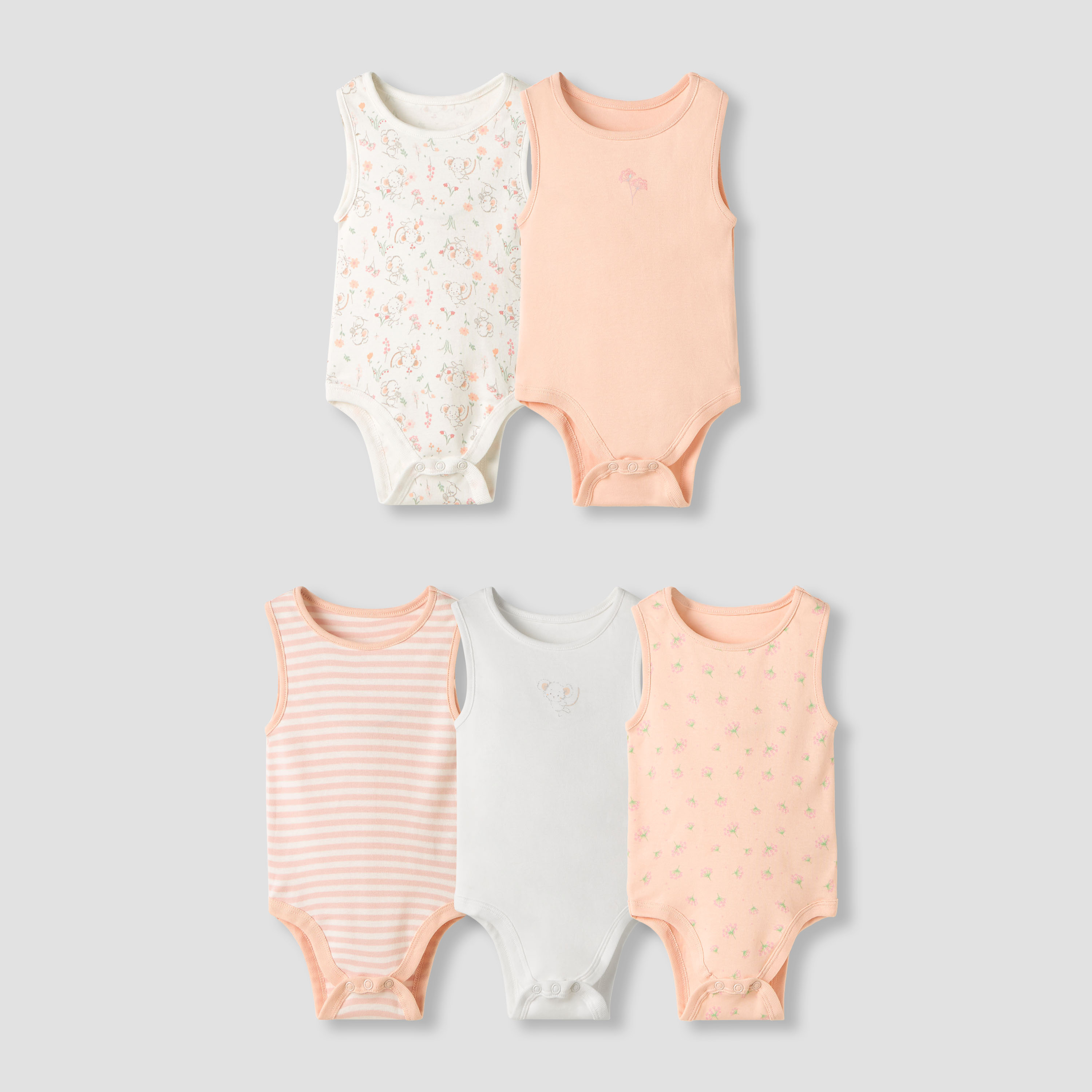 Juniors Printed Sleeveless Bodysuit - Set of 5-baby-girls-clothing-bodysuits-image-1
