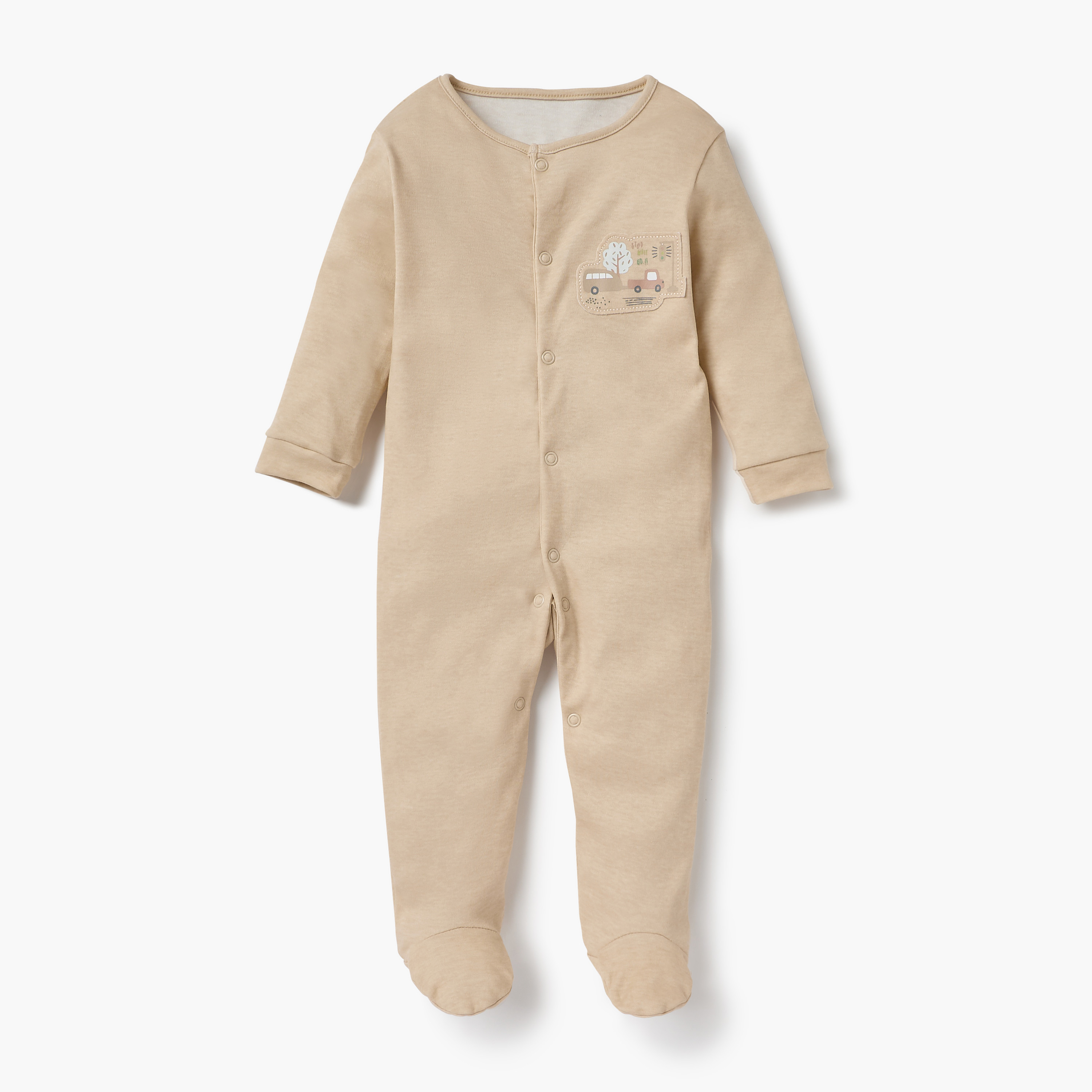 Juniors Printed Sleepsuit with Long Sleeves and Button Closure - Set of 3-baby-boys-clothing-nightwear-sleepsuits-image-3