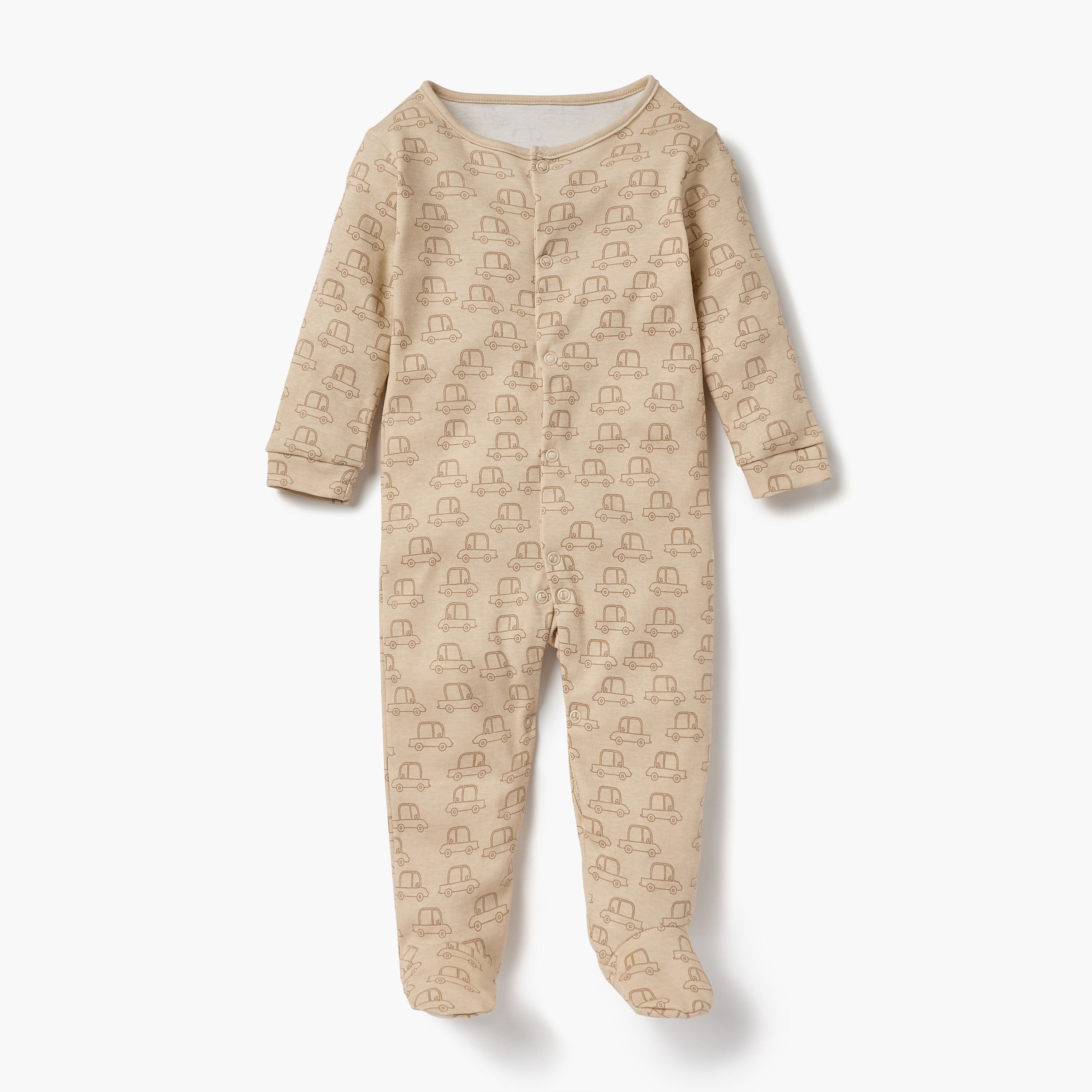 Juniors Printed Sleepsuit with Long Sleeves and Button Closure - Set of 3-baby-boys-clothing-nightwear-sleepsuits-image-4