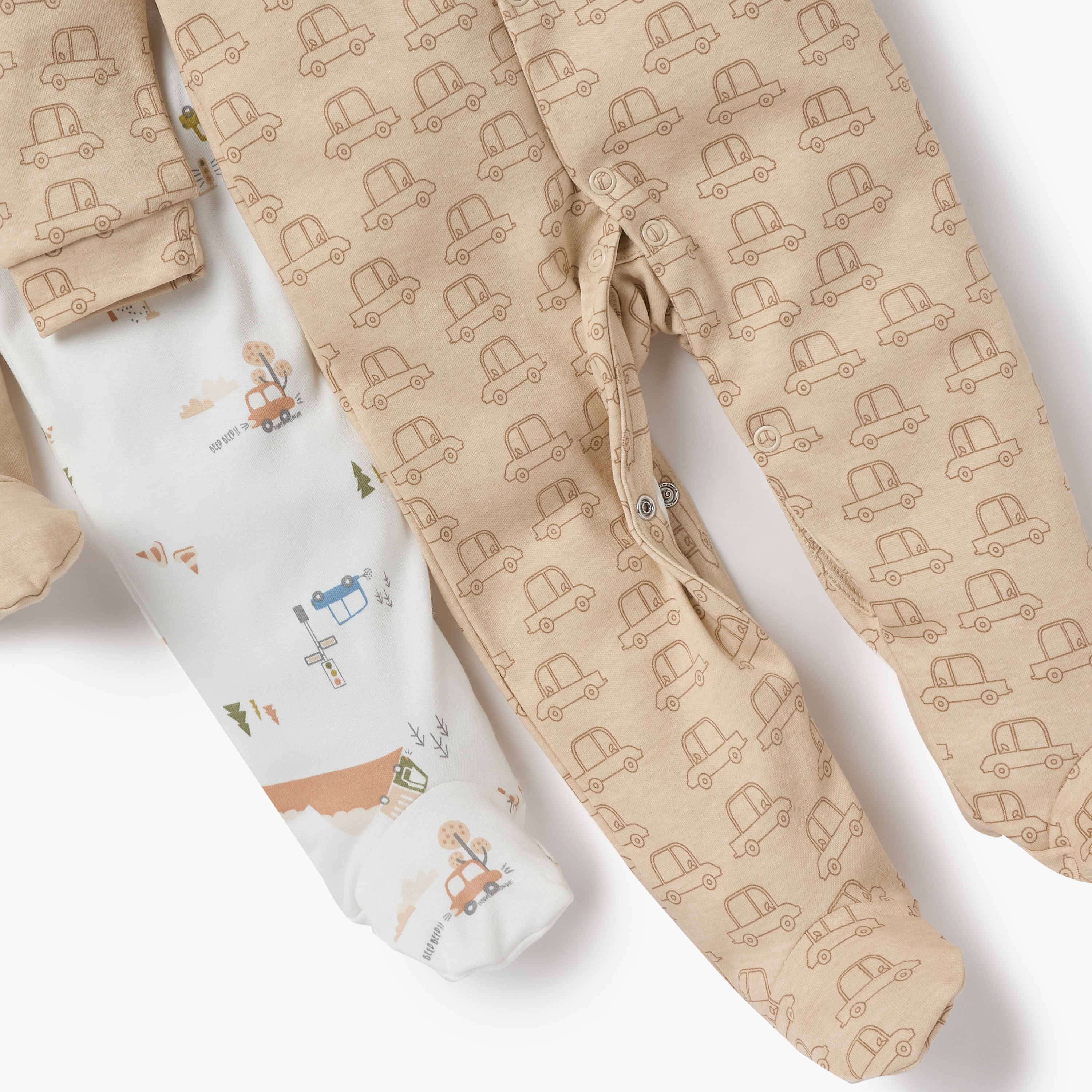 Juniors Printed Sleepsuit with Long Sleeves and Button Closure - Set of 3-baby-boys-clothing-nightwear-sleepsuits-image-6