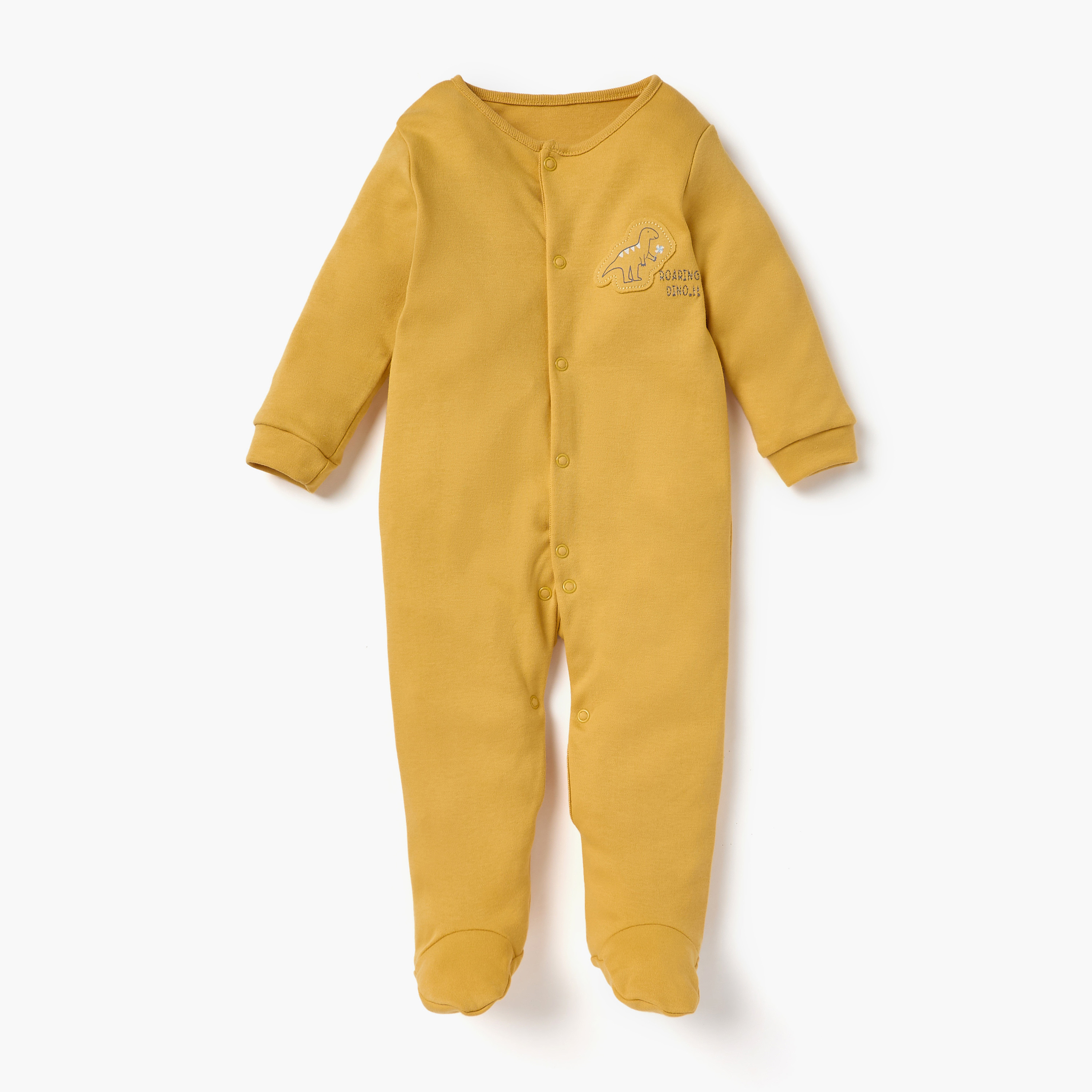 Juniors Dinosaur Print Sleepsuit with Long Sleeves - Set of 3-baby-boys-clothing-nightwear-sleepsuits-image-2