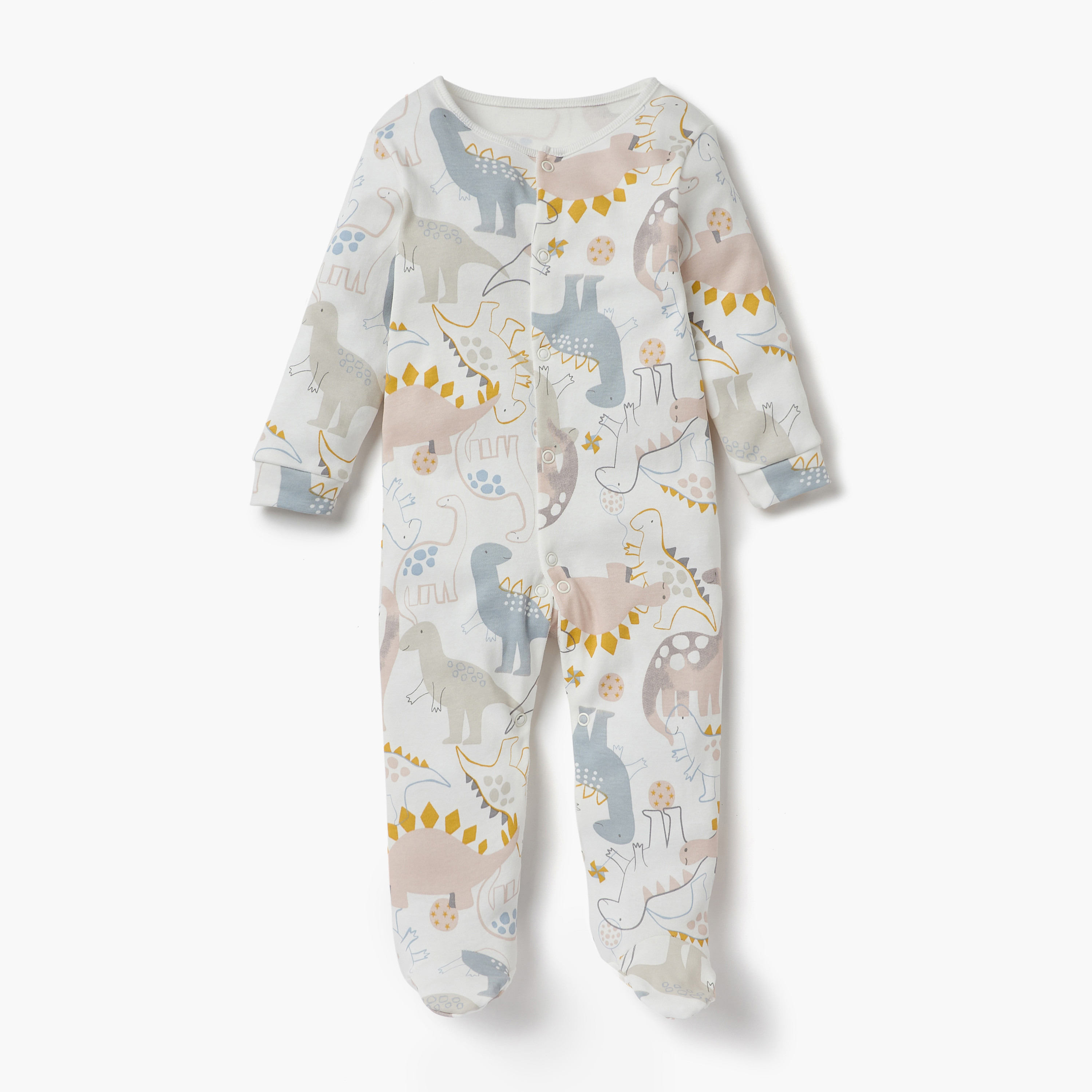 Juniors Dinosaur Print Sleepsuit with Long Sleeves - Set of 3-baby-boys-clothing-nightwear-sleepsuits-image-4