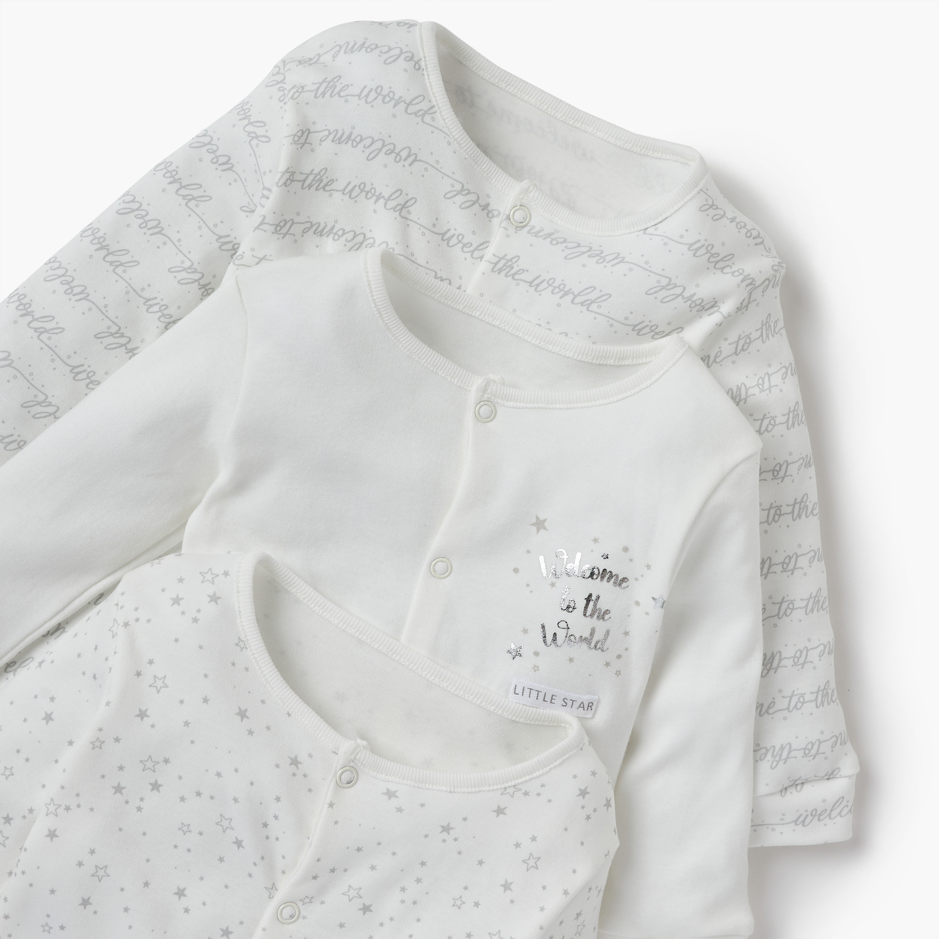 Juniors Printed Sleepsuit with Long Sleeves and Button Closure - Set of 3-baby-boys-clothing-nightwear-sleepsuits-image-5