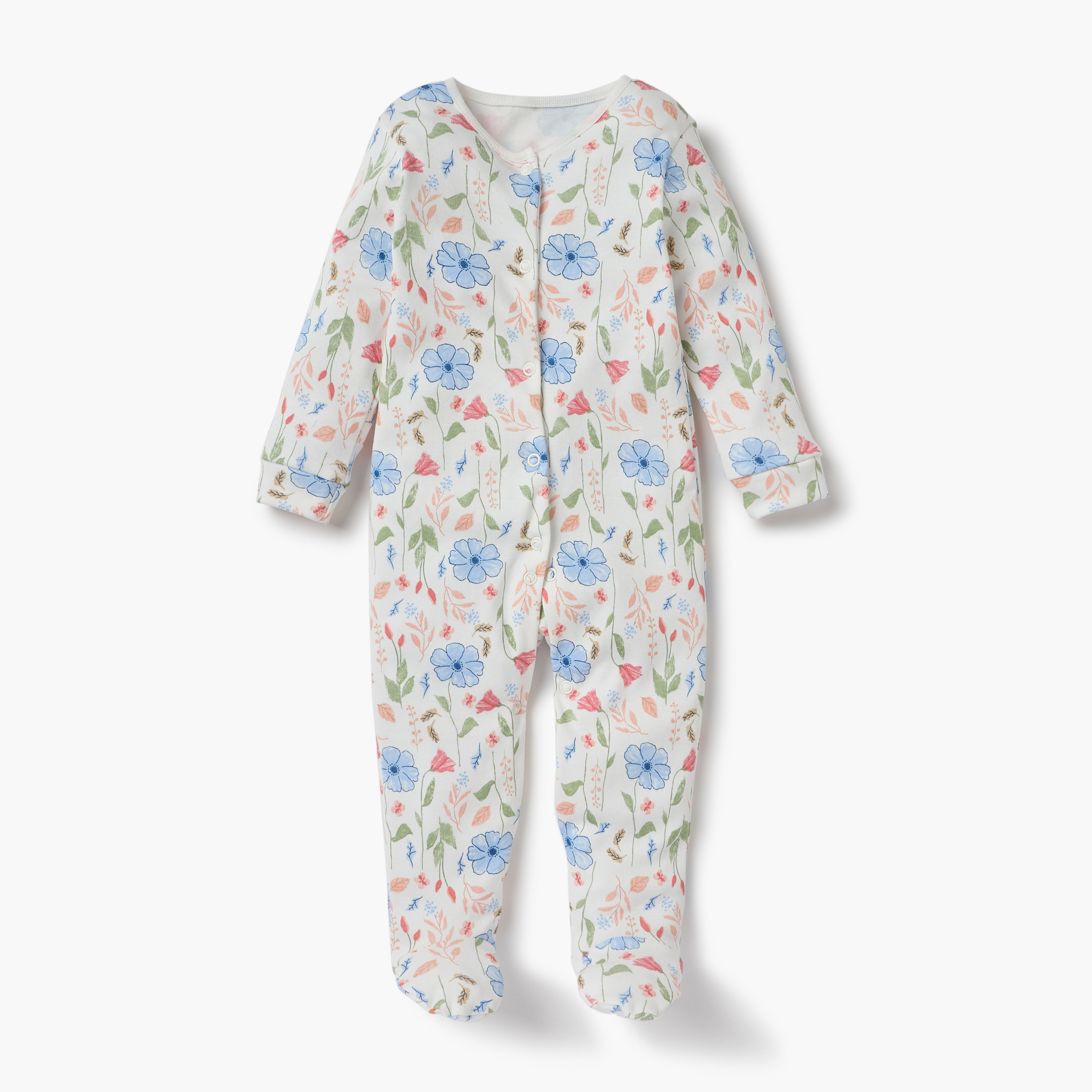 Juniors Printed Sleepsuit with Long Sleeves and Button Closure - Set of 3-promo_babyshop_Buy2for1025_KWT130126-image-3