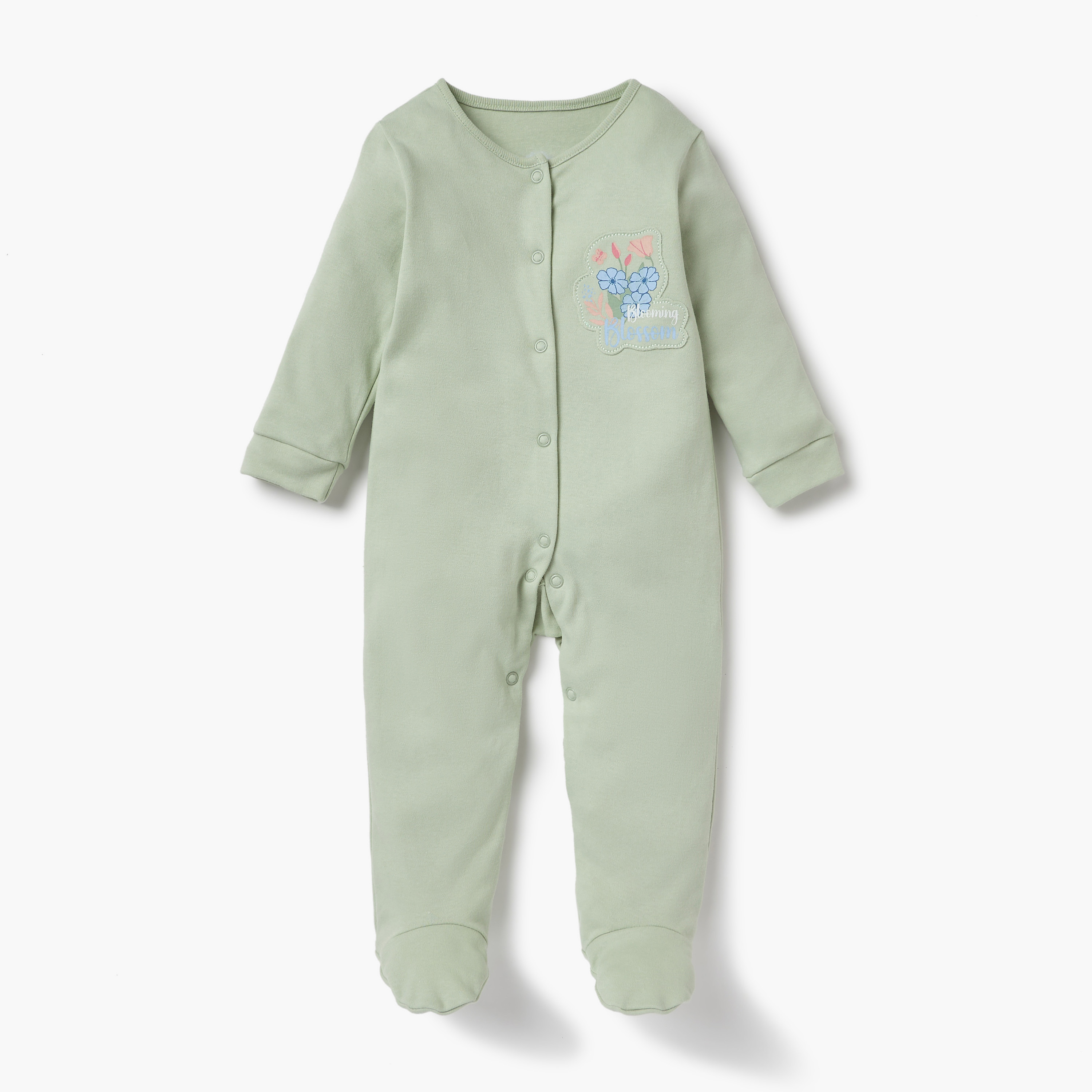 Juniors Printed Sleepsuit with Long Sleeves and Button Closure - Set of 3-promo_babyshop_Buy2for1025_KWT130126-image-4