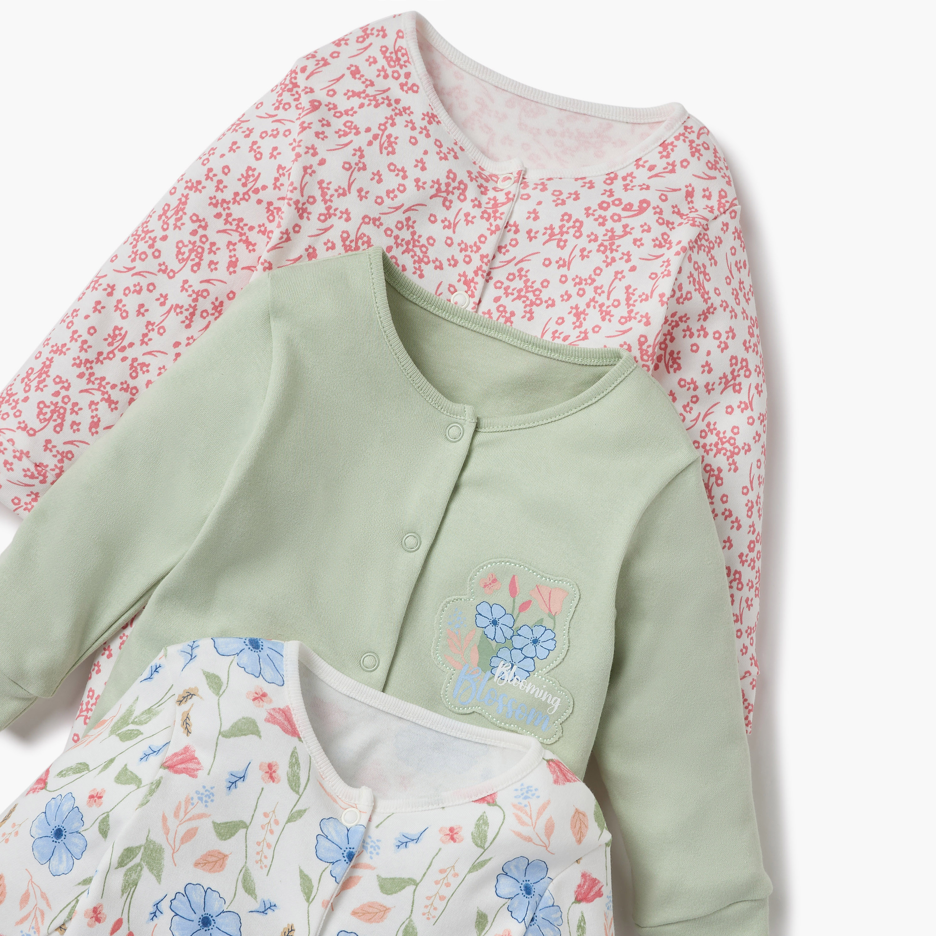 Juniors Printed Sleepsuit with Long Sleeves and Button Closure - Set of 3-promo_babyshop_Buy2for1025_KWT130126-image-5