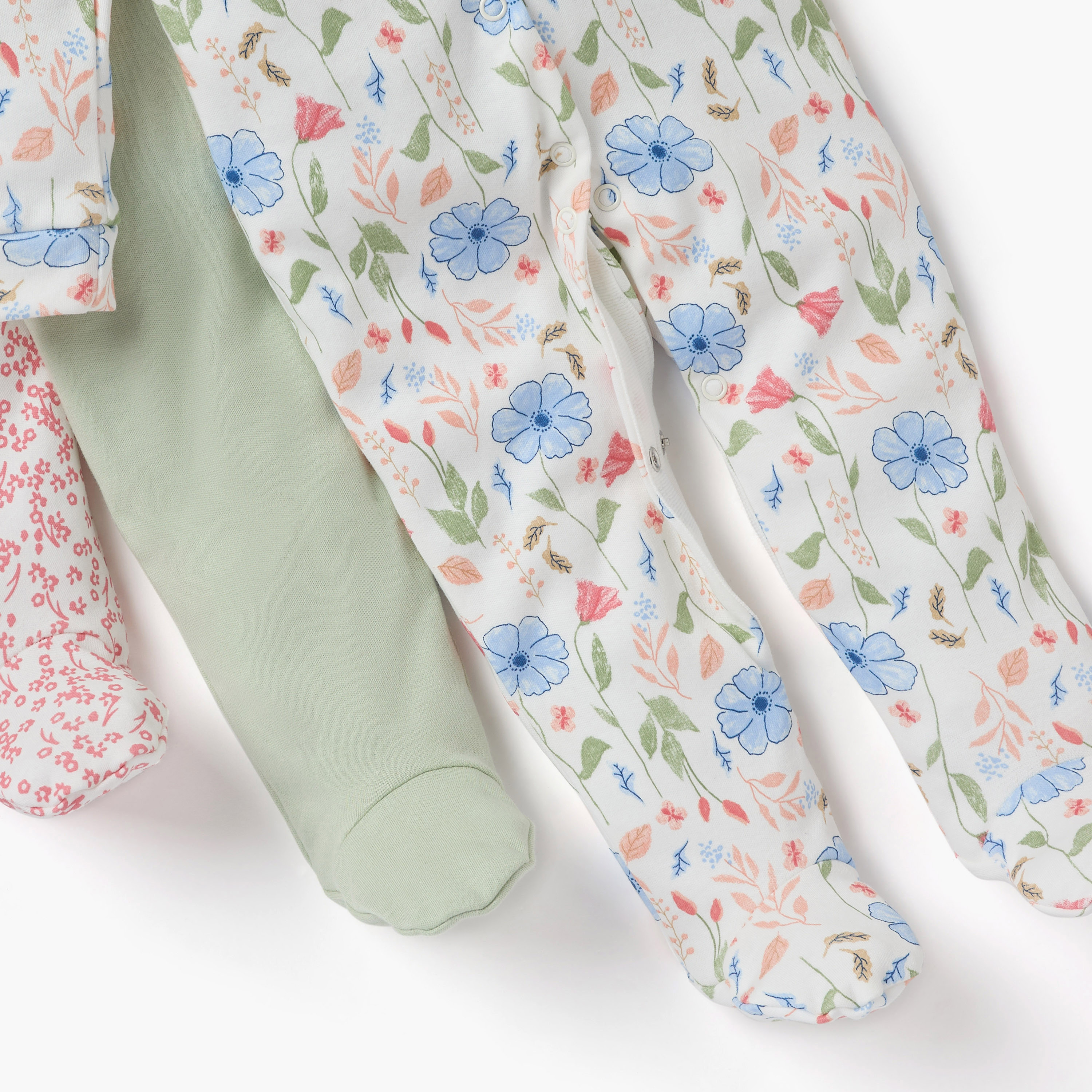 Juniors Printed Sleepsuit with Long Sleeves and Button Closure - Set of 3-promo_babyshop_Buy2for1025_KWT130126-image-6